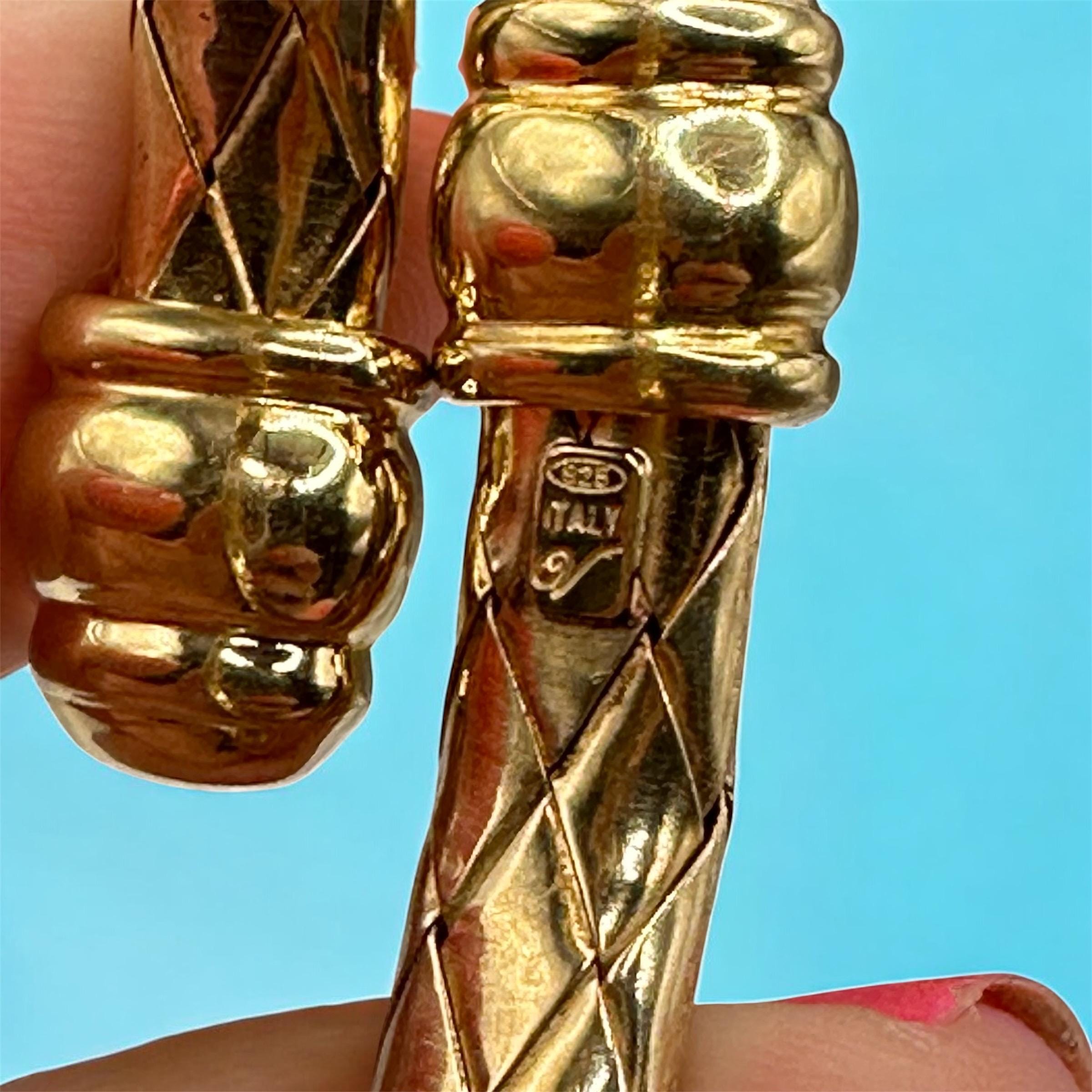 925 Sterling Silver Gold Vermeil Braided Cuff Bracelet – 7.5 Inches