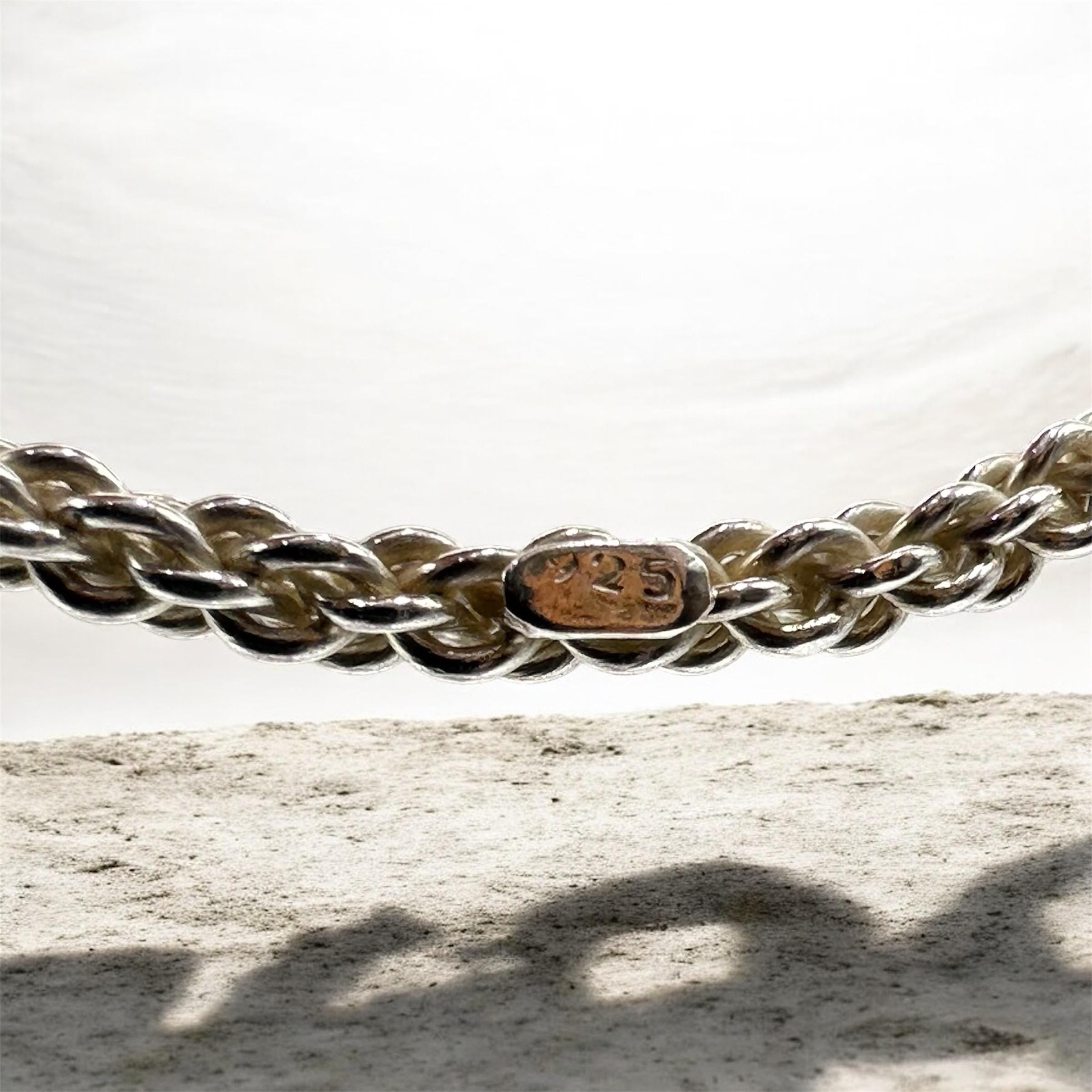 925 Sterling Silver Braided Rope Bangle Bracelet – 7.5 Inches