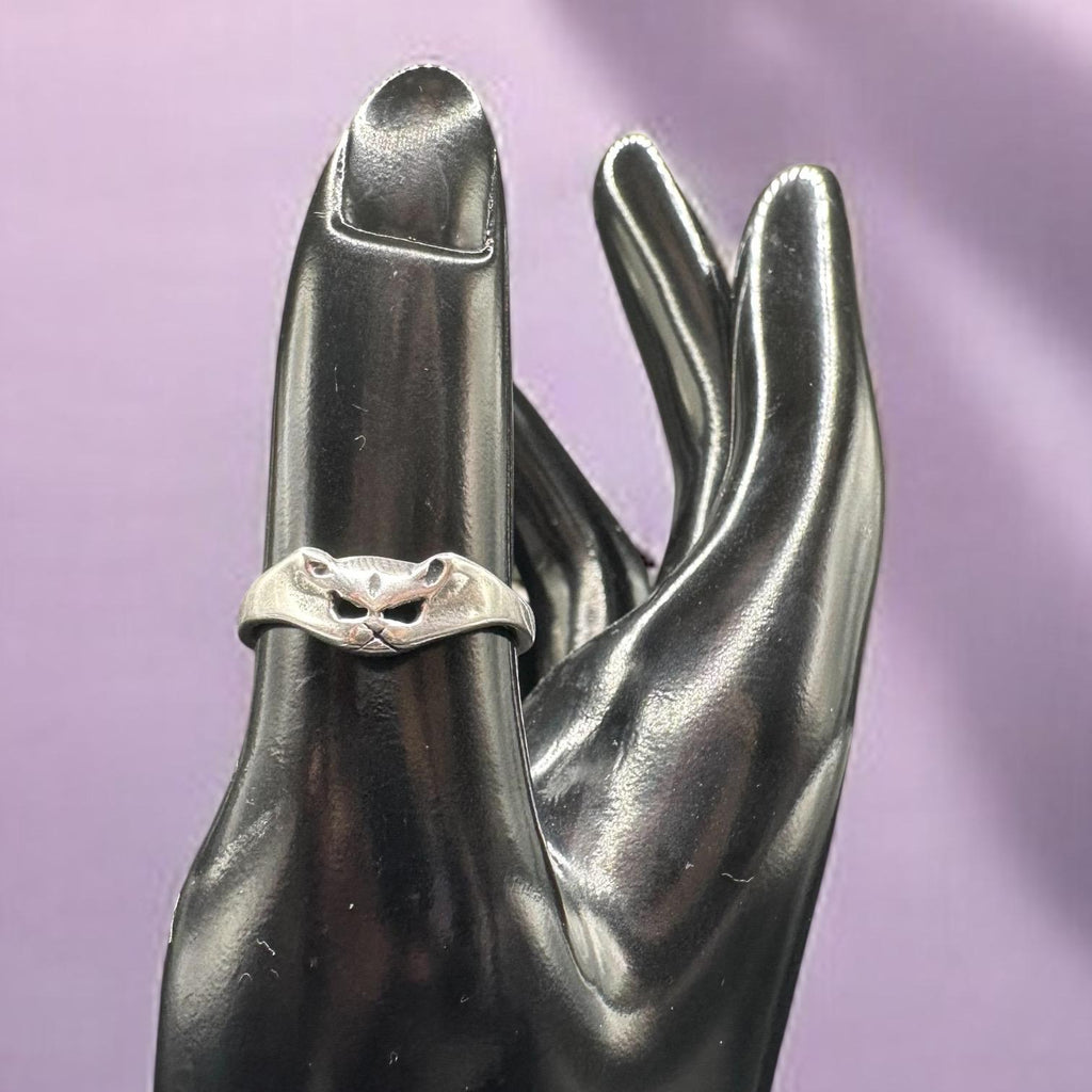 Sterling Silver Cat Face Ring, Size 7.75