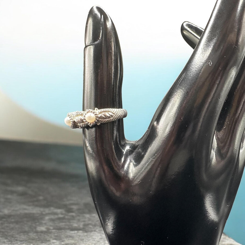 Judith Ripka Sterling Silver Pearl Triple-Accent Ring, Size 8