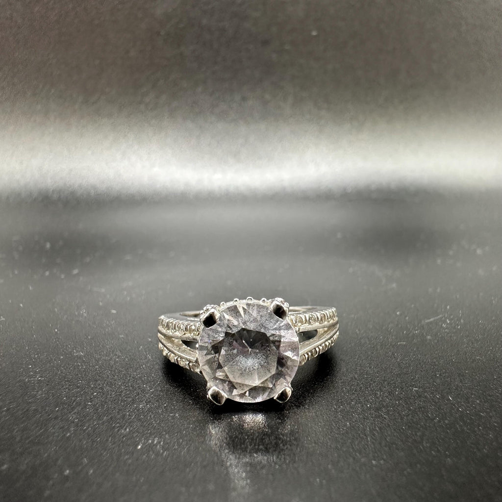 925 Sterling Silver CZ Statement Ring - Size 6.75