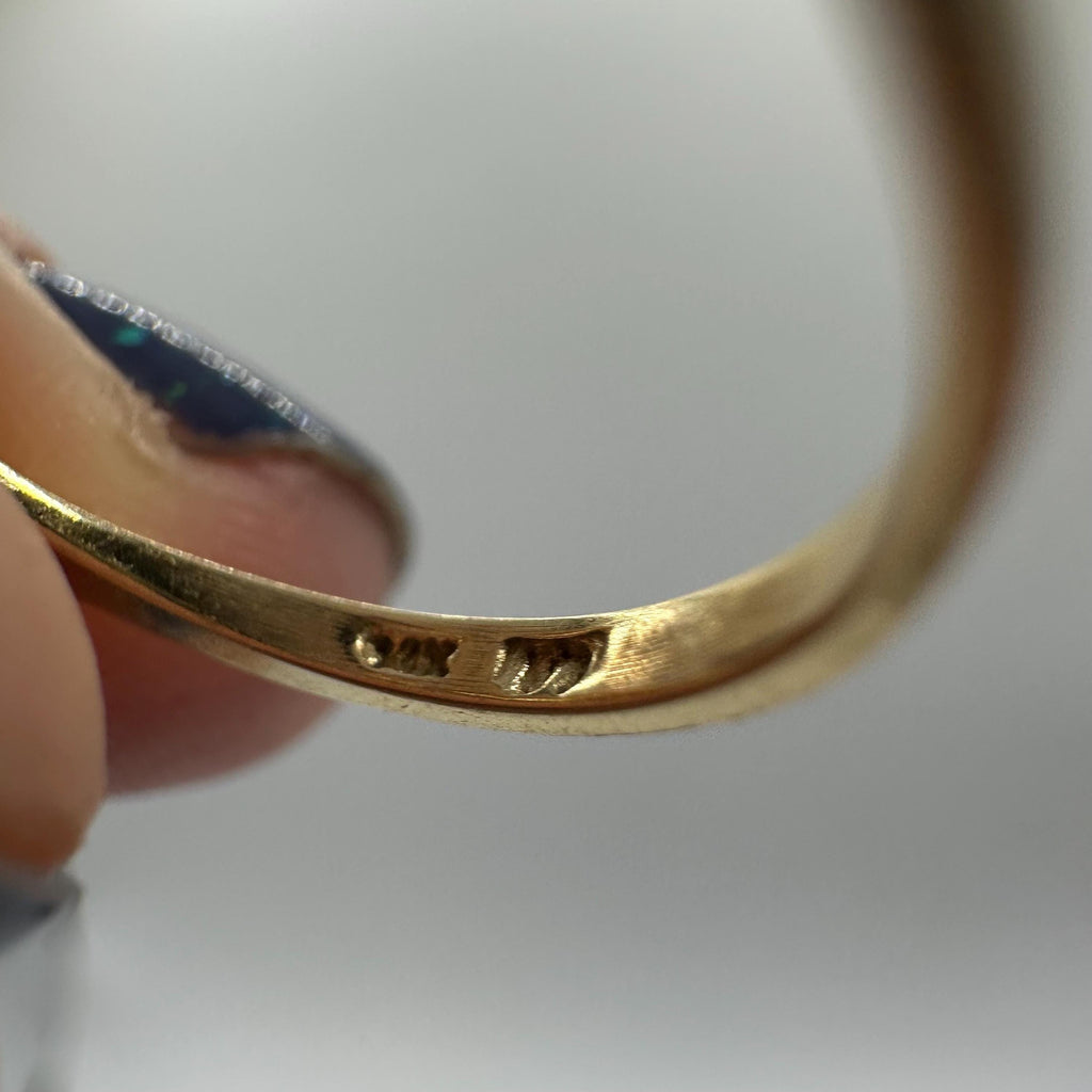 Solid 14K Yellow Gold Three-Stone CZ Ring – Size 6
