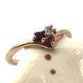 Solid 14K Rose Gold Ring with Ruby, Pink Sapphire, and Diamond – Size 6.75