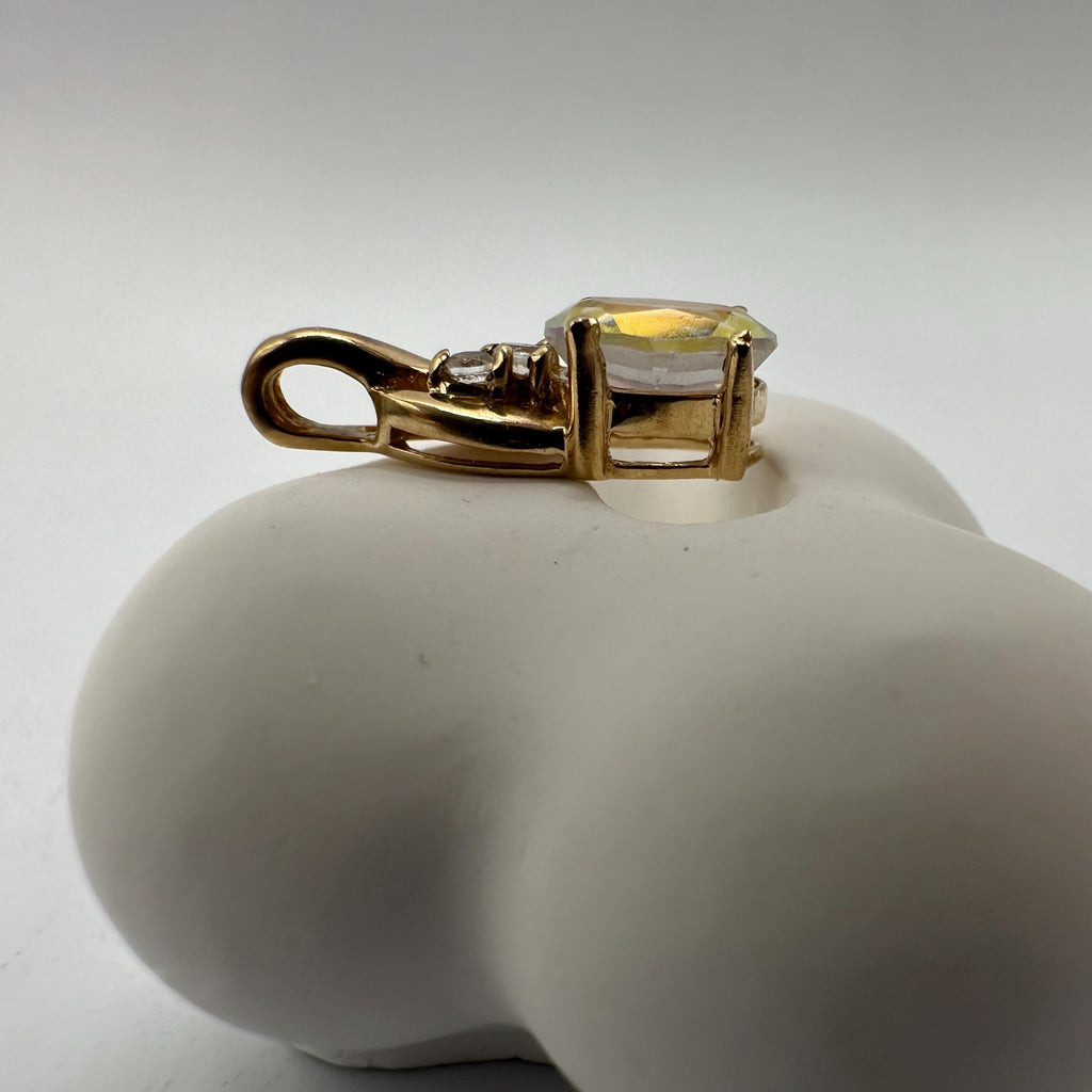 Griffith Solid 10K Yellow Gold Necklace Pendant with Mystic Topaz