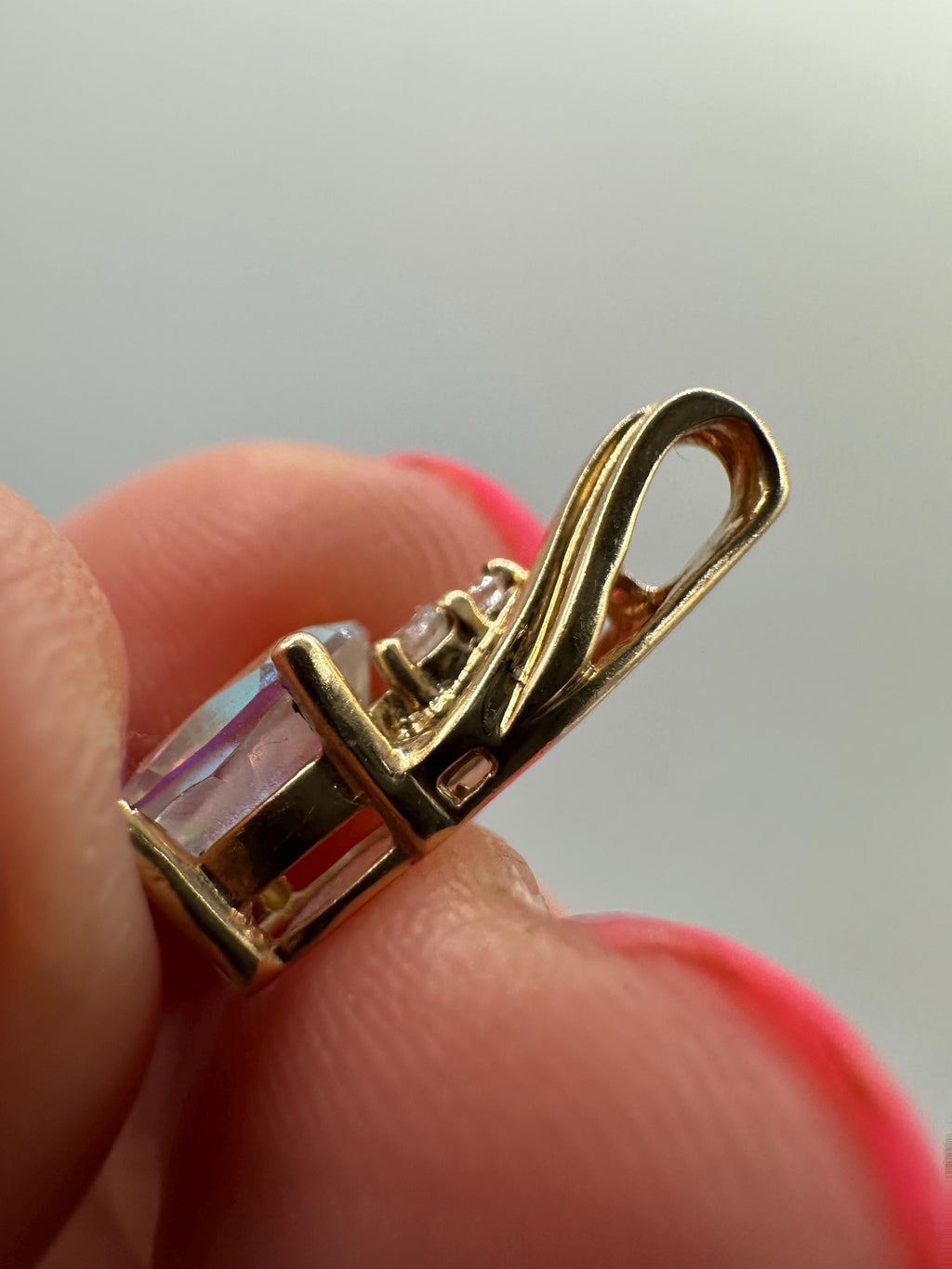 Griffith Solid 10K Yellow Gold Necklace Pendant with Mystic Topaz