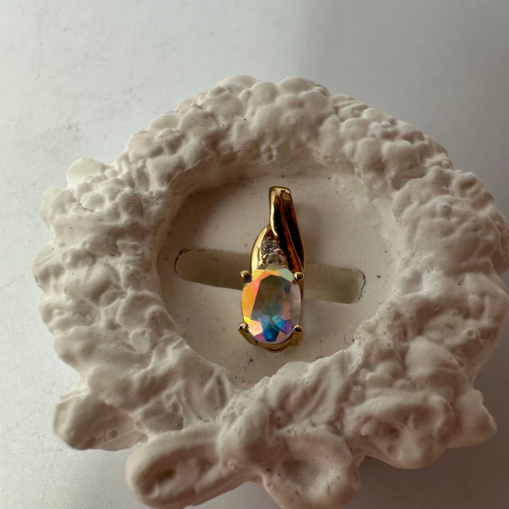 Griffith Solid 10K Yellow Gold Necklace Pendant with Mystic Topaz