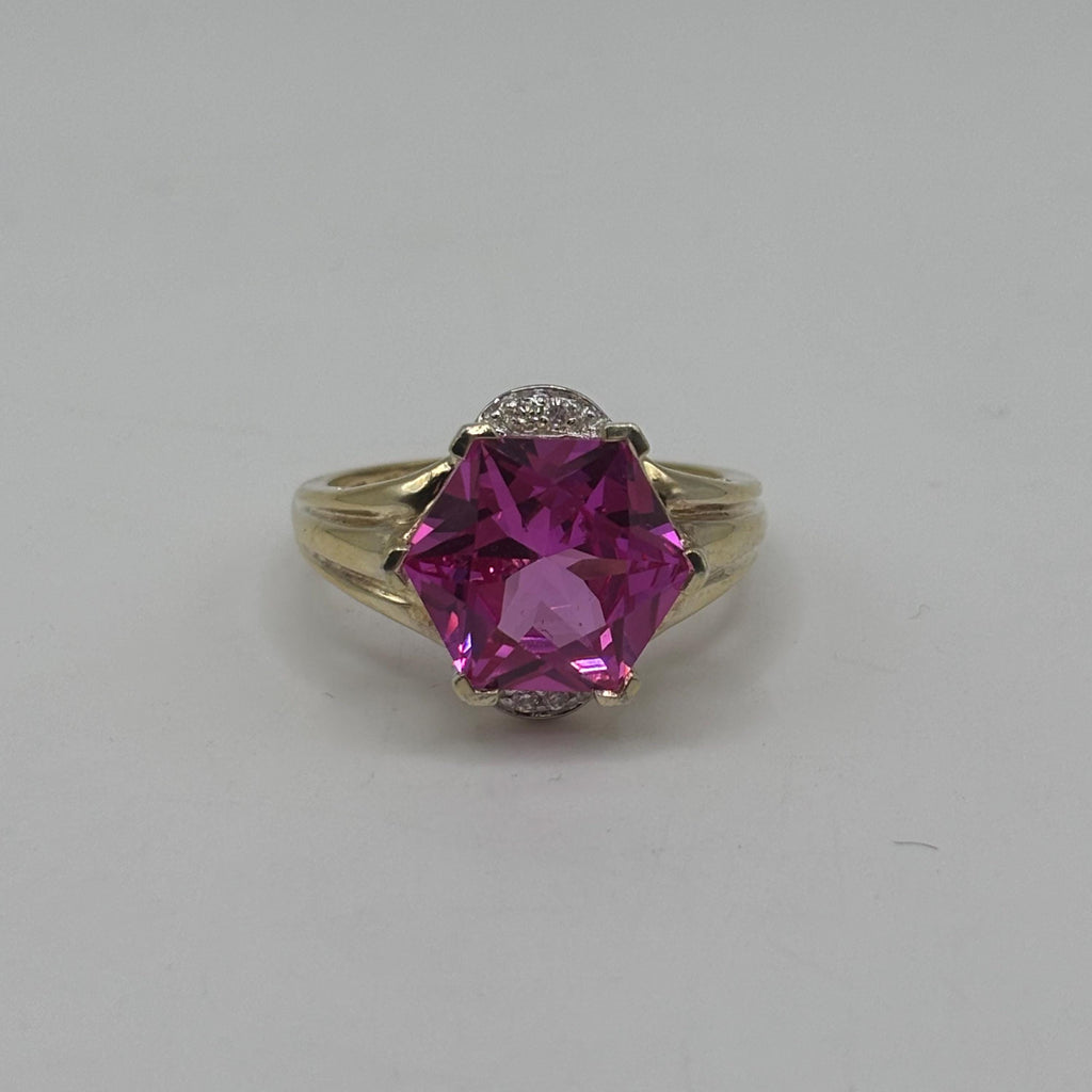 18K Gold Vermeil Over 925 Sterling Silver Pink Sapphire Ring Size 10
