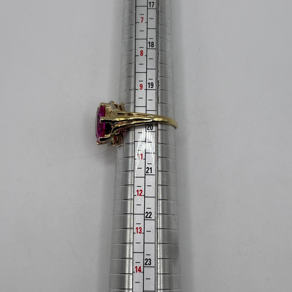 18K Gold Vermeil Over 925 Sterling Silver Pink Sapphire Ring Size 10