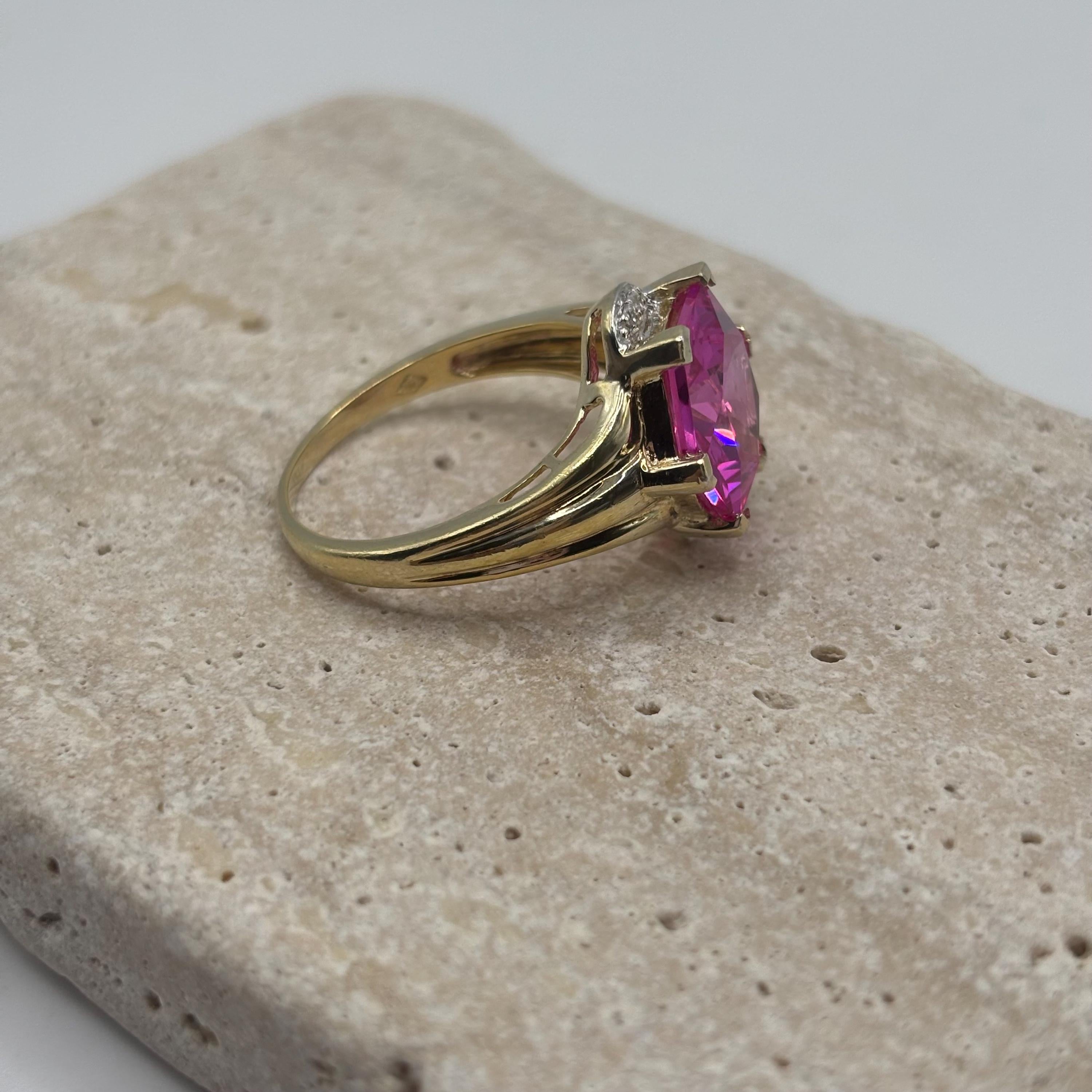 18K Gold Vermeil Over 925 Sterling Silver Pink Sapphire Ring Size 10