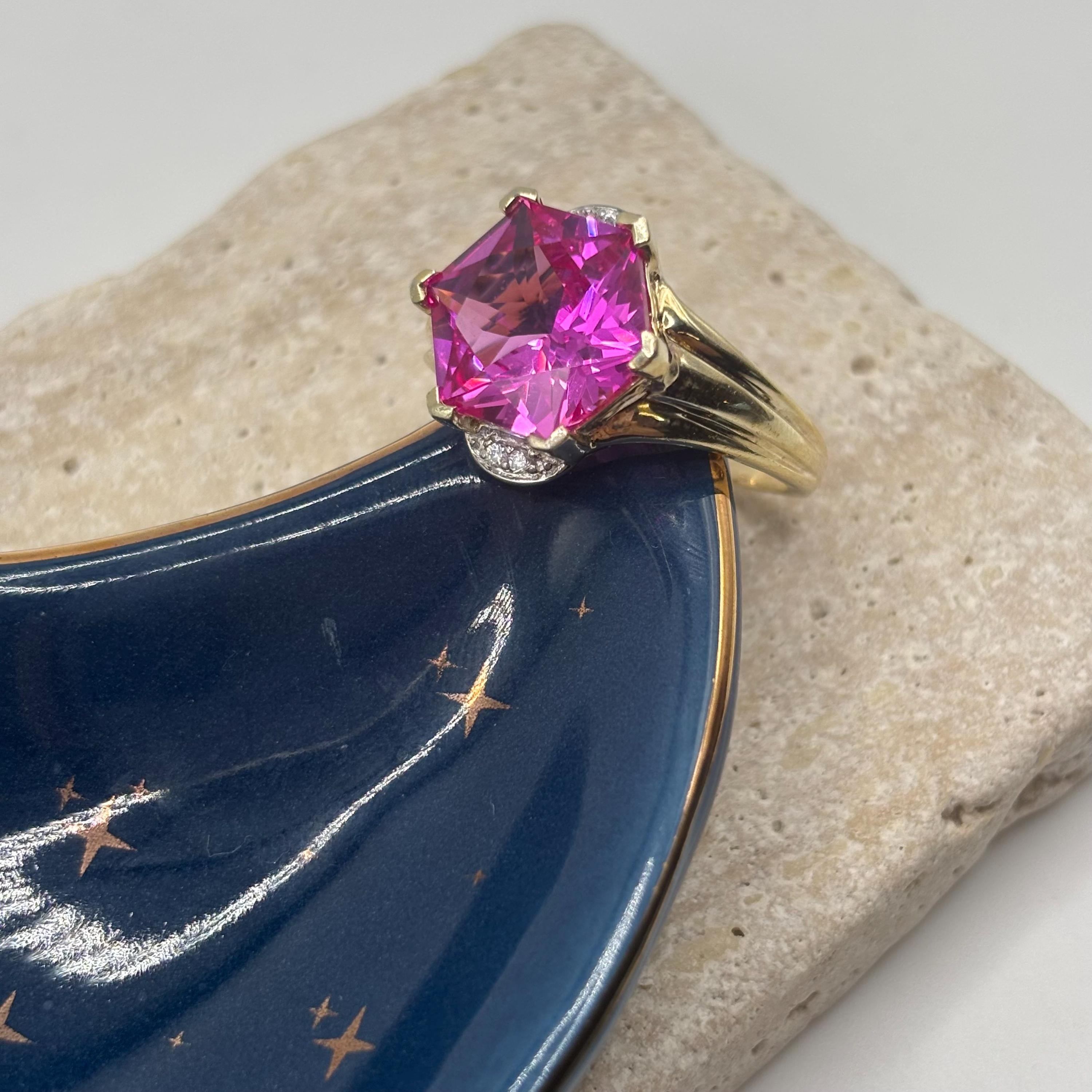 18K Gold Vermeil Over 925 Sterling Silver Pink Sapphire Ring Size 10