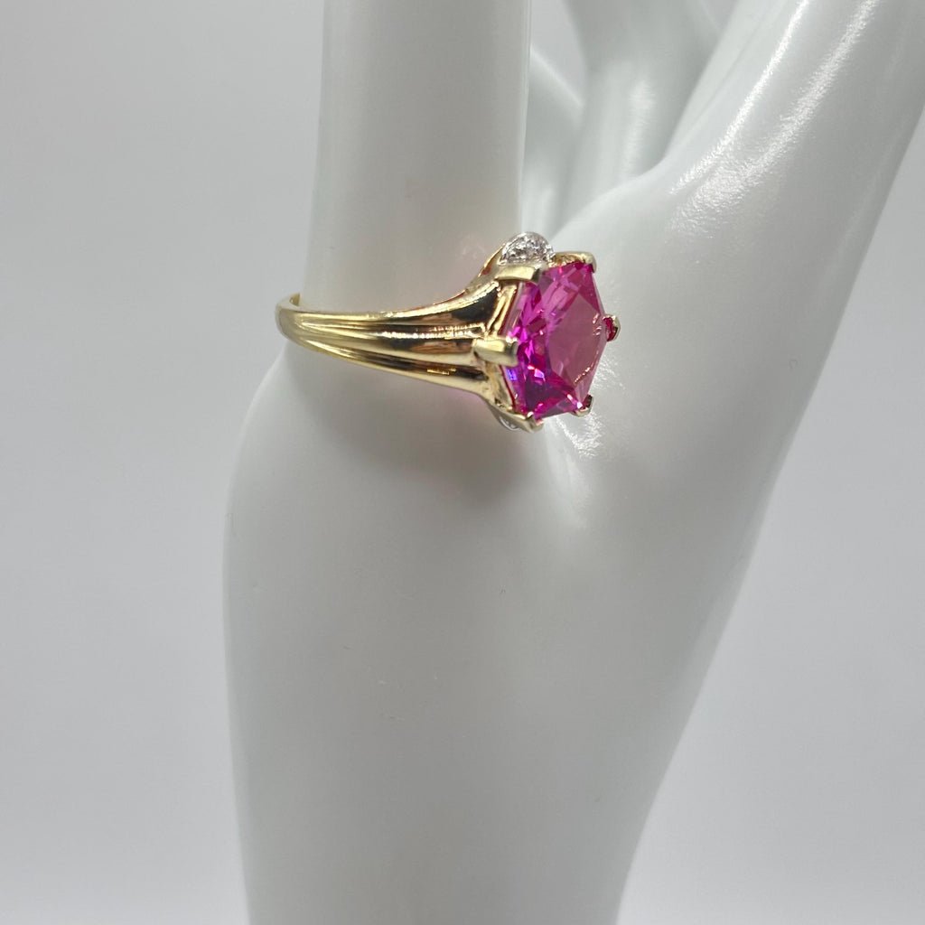 18K Gold Vermeil Over 925 Sterling Silver Pink Sapphire Ring Size 10