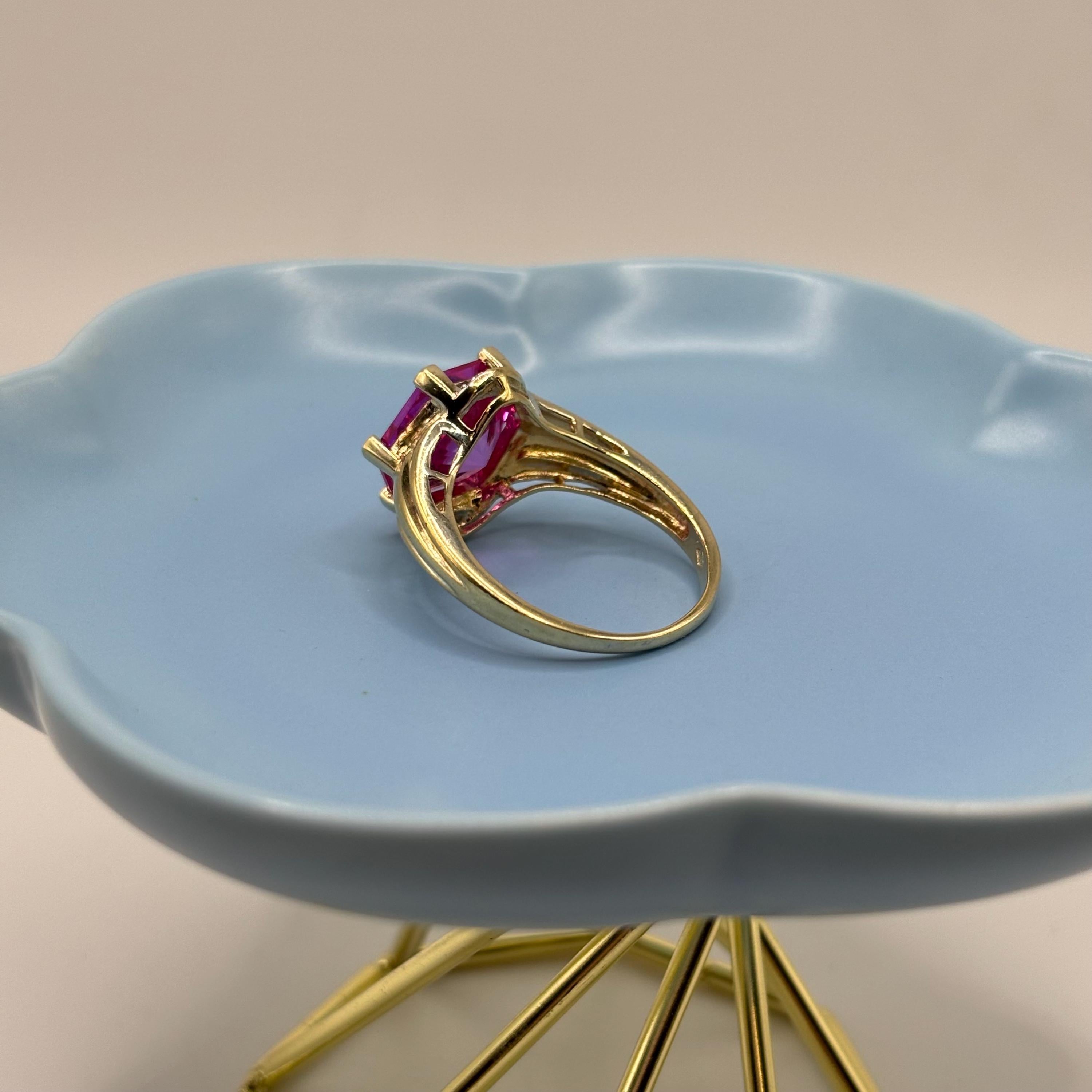 18K Gold Vermeil Over 925 Sterling Silver Pink Sapphire Ring Size 10