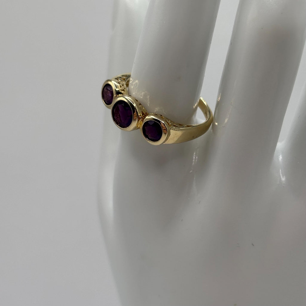 Gold Vermeil Over 925 Sterling Silver Amethyst Ring Size 9.75