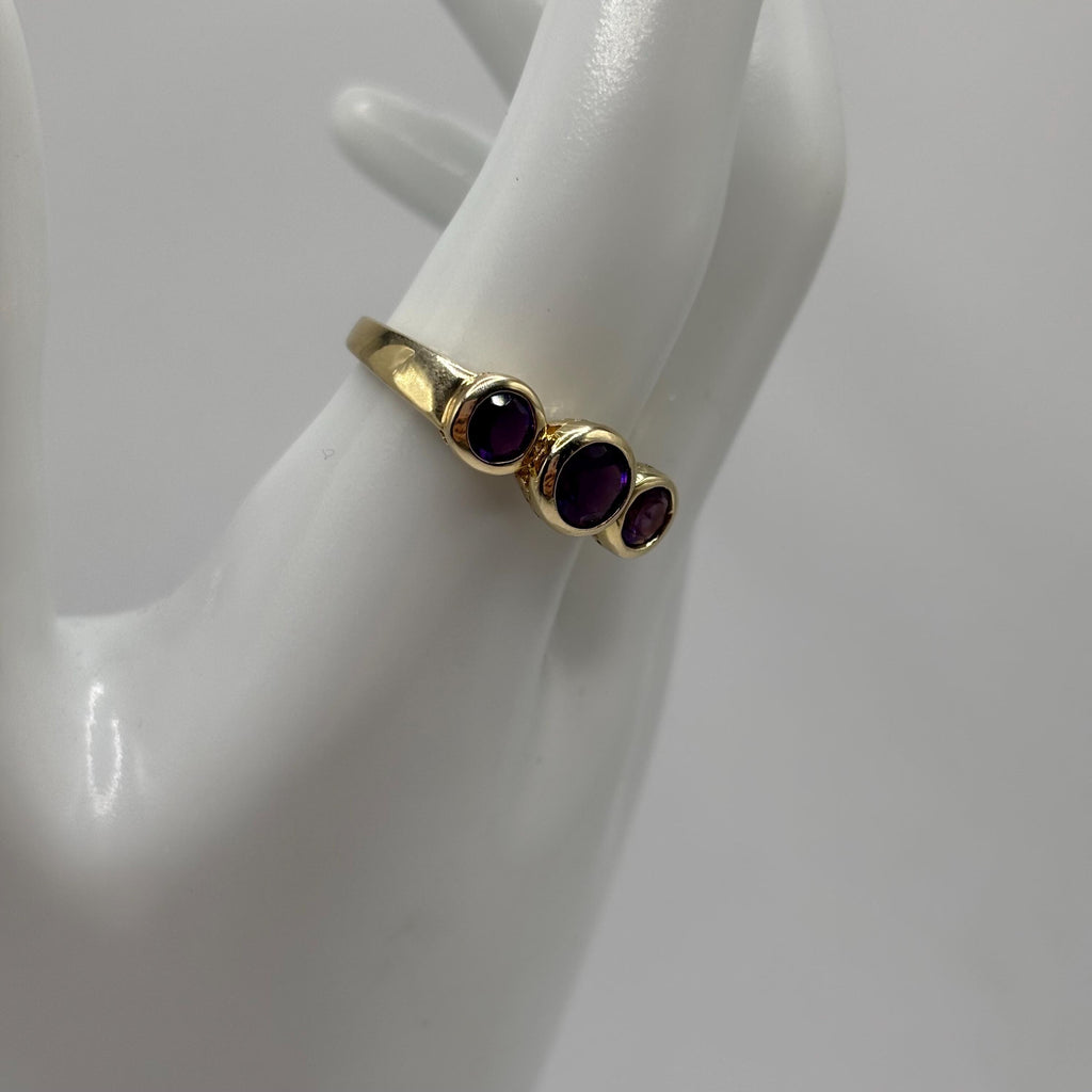 Gold Vermeil Over 925 Sterling Silver Amethyst Ring Size 9.75
