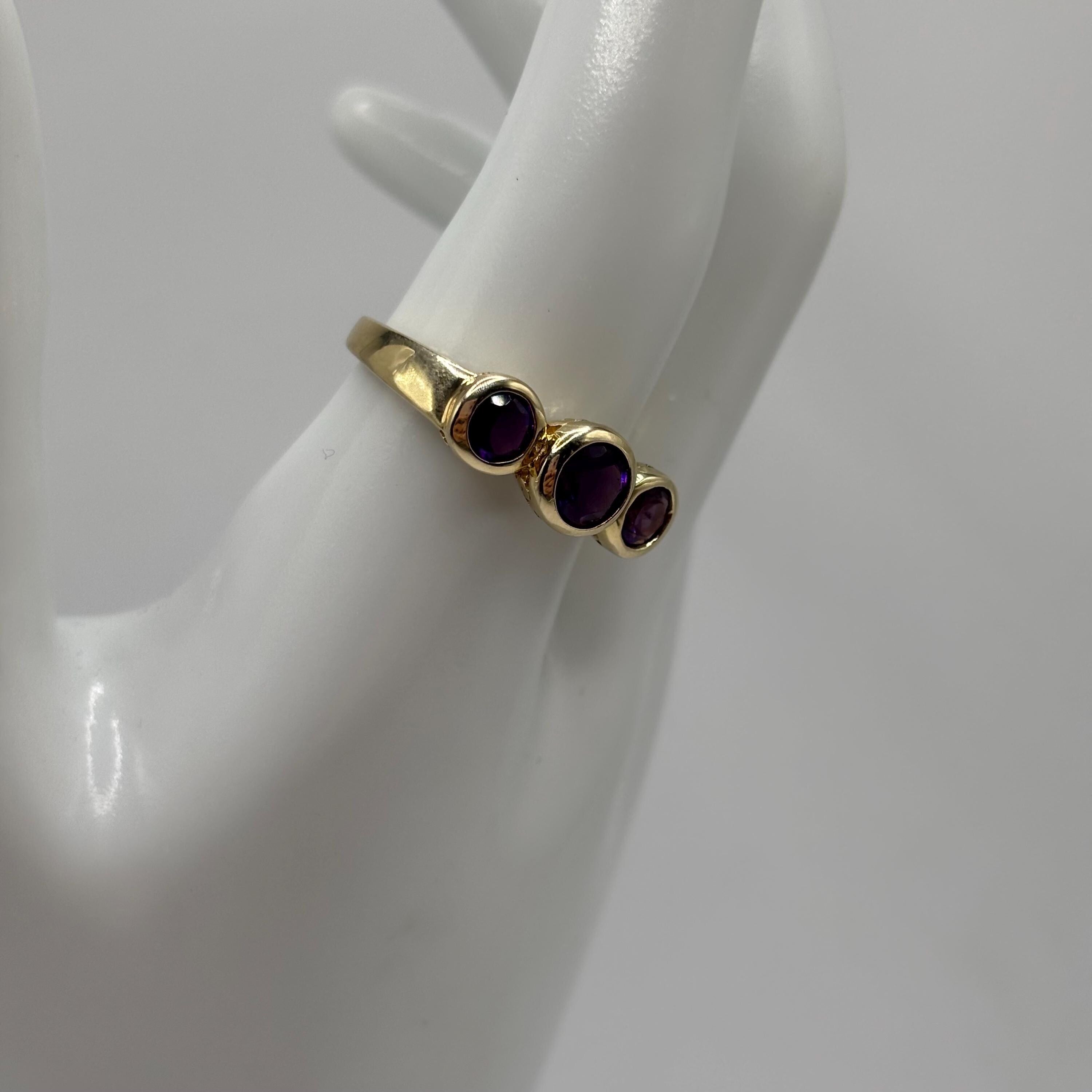 Gold Vermeil Over 925 Sterling Silver Amethyst Ring Size 9.75
