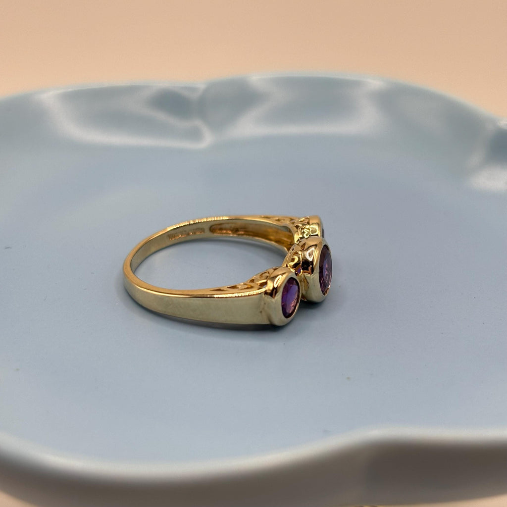 Gold Vermeil Over 925 Sterling Silver Amethyst Ring Size 9.75