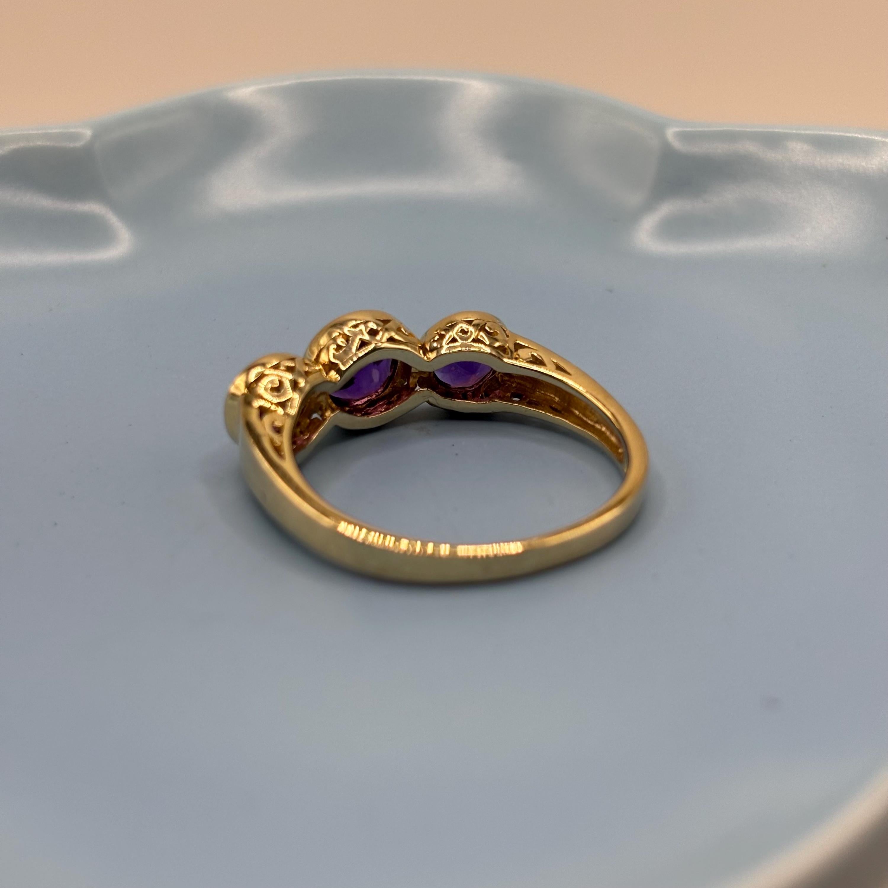 Gold Vermeil Over 925 Sterling Silver Amethyst Ring Size 9.75