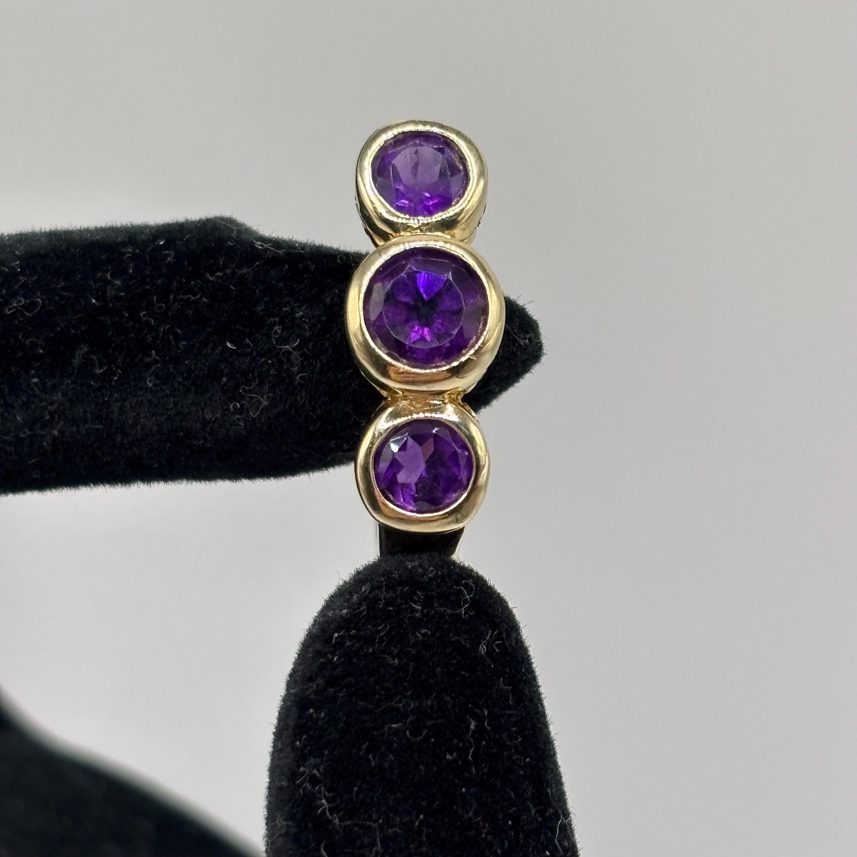 Gold Vermeil Over 925 Sterling Silver Amethyst Ring Size 9.75