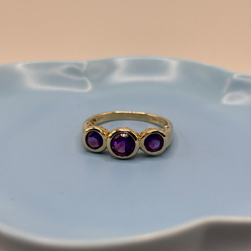 Gold Vermeil Over 925 Sterling Silver Amethyst Ring Size 9.75