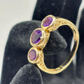 Gold Vermeil Over 925 Sterling Silver Amethyst Ring Size 9.75