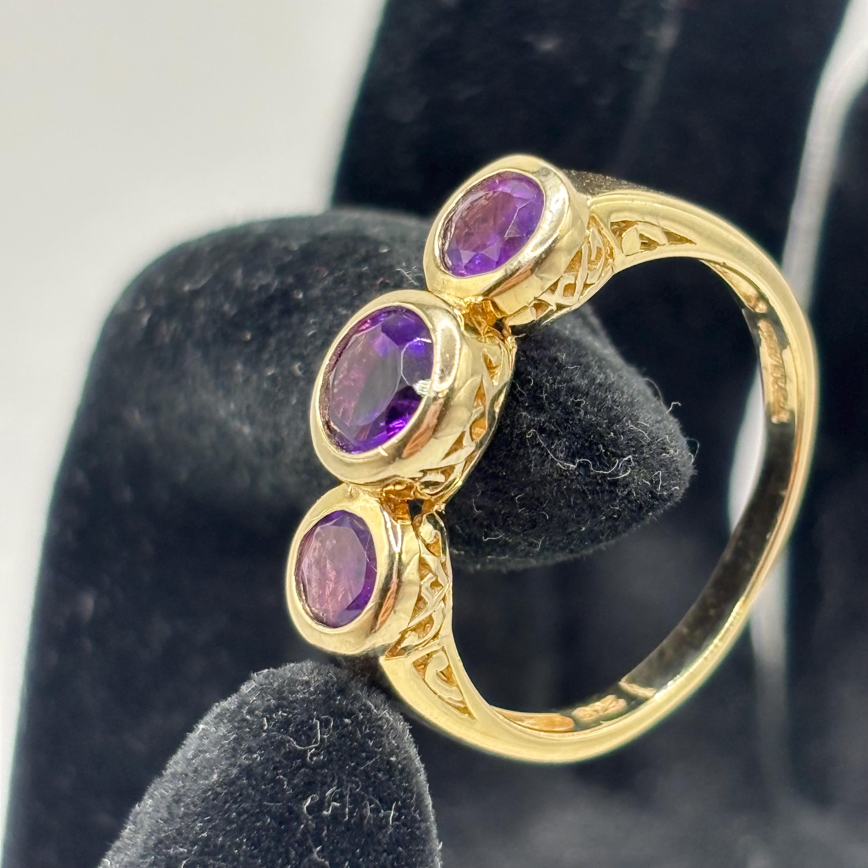 Gold Vermeil Over 925 Sterling Silver Amethyst Ring Size 9.75