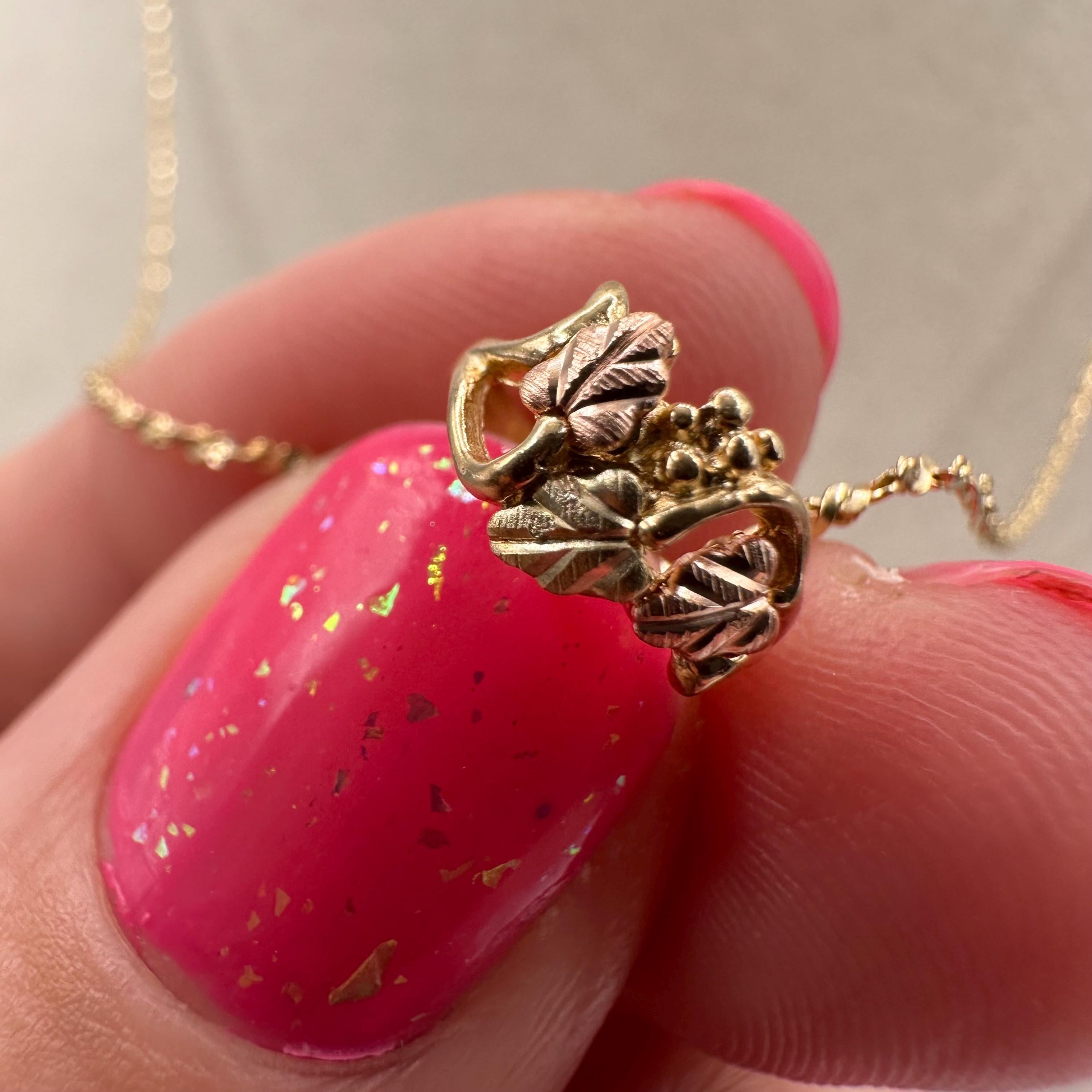 Black Hills Gold Solid 10K Ring Pendant with FREE 14K GF Necklace - 18 Inch