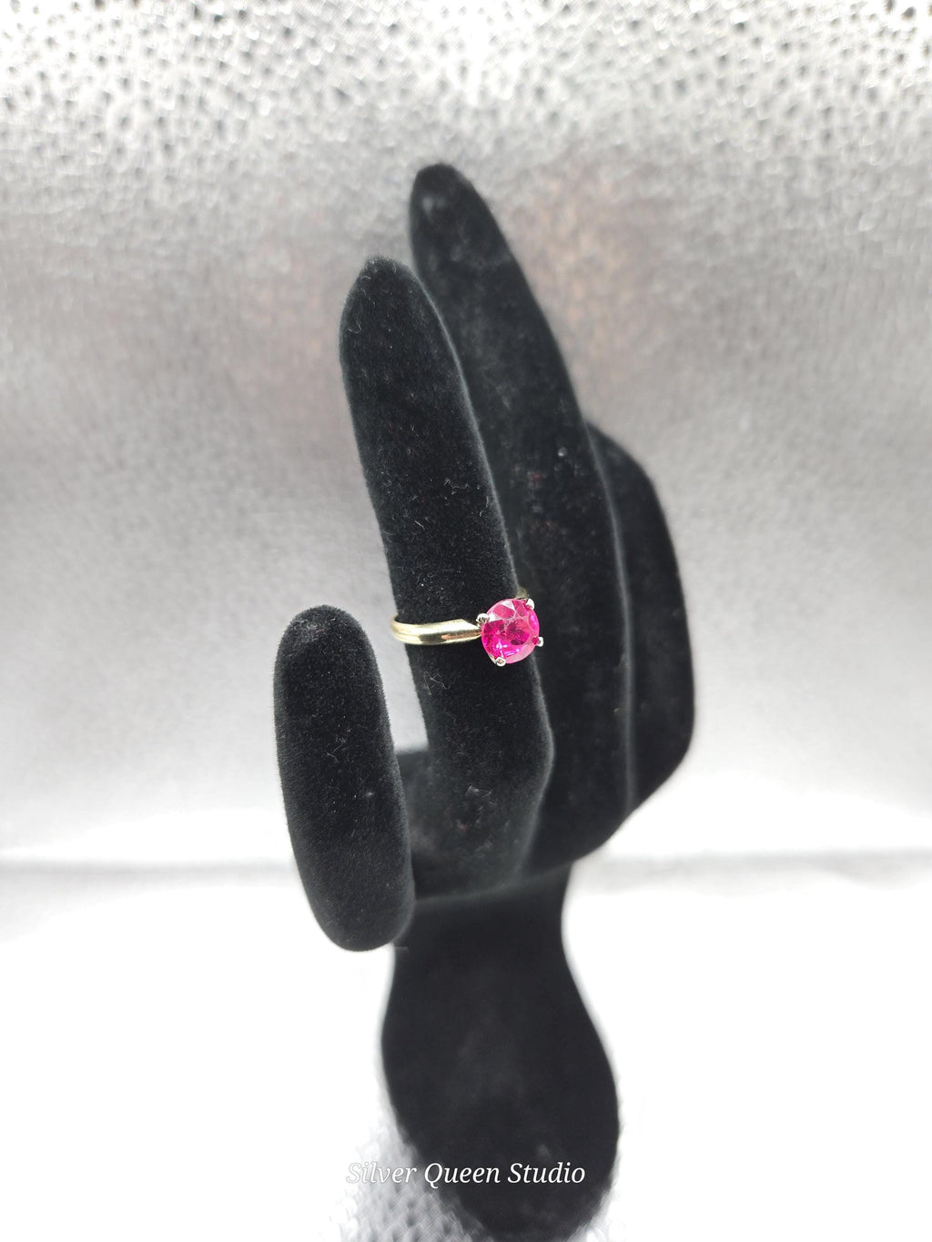 Solid 14K Yellow Gold Ring with Ruby – Size 2