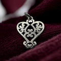 Retired James Avery 925 Sterling Silver Openwork Scroll Heart Charm Pendant