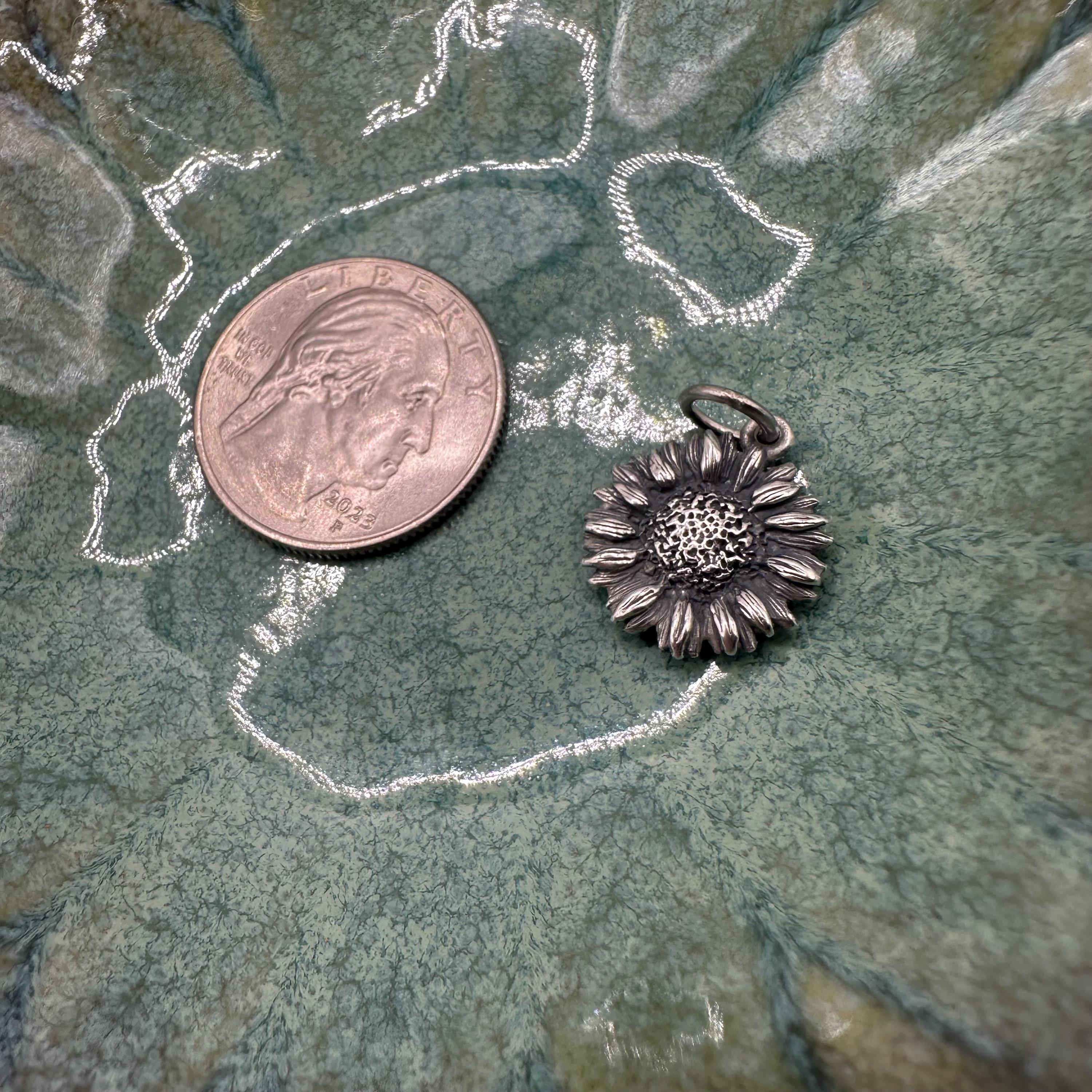 RETIRED James Avery 925 Sterling Silver Sunflower Charm Pendant