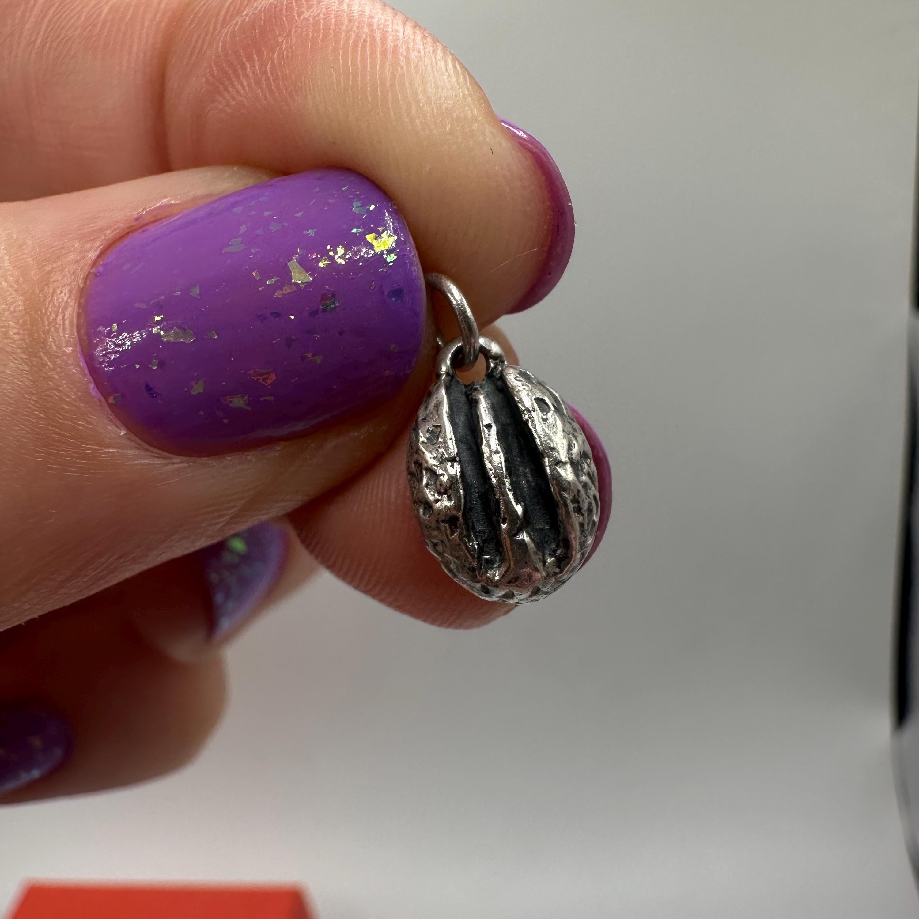 Retired James Avery 925 Sterling Silver Pecan Nut Charm - UNCUT loop