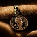 Solid 18k Gold Constantine Dynasty Coin Necklace Pendant, Ancient-Style Roman