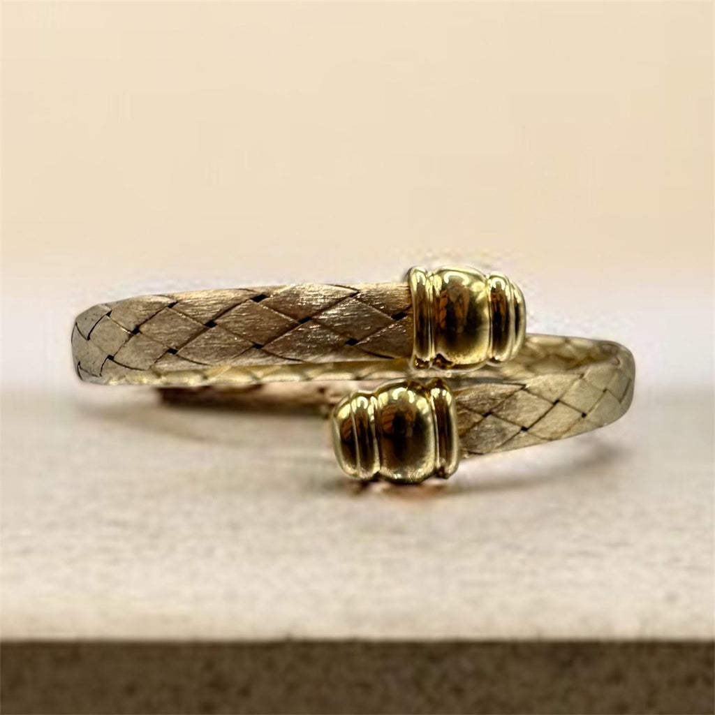 925 Sterling Silver Gold Vermeil Braided Cuff Bracelet – 7.5 Inches