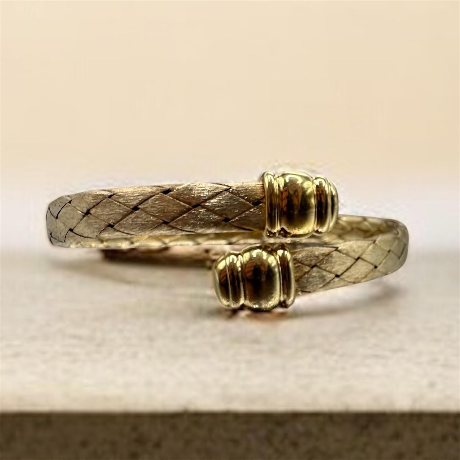 925 Sterling Silver Gold Vermeil Braided Cuff Bracelet – 7.5 Inches