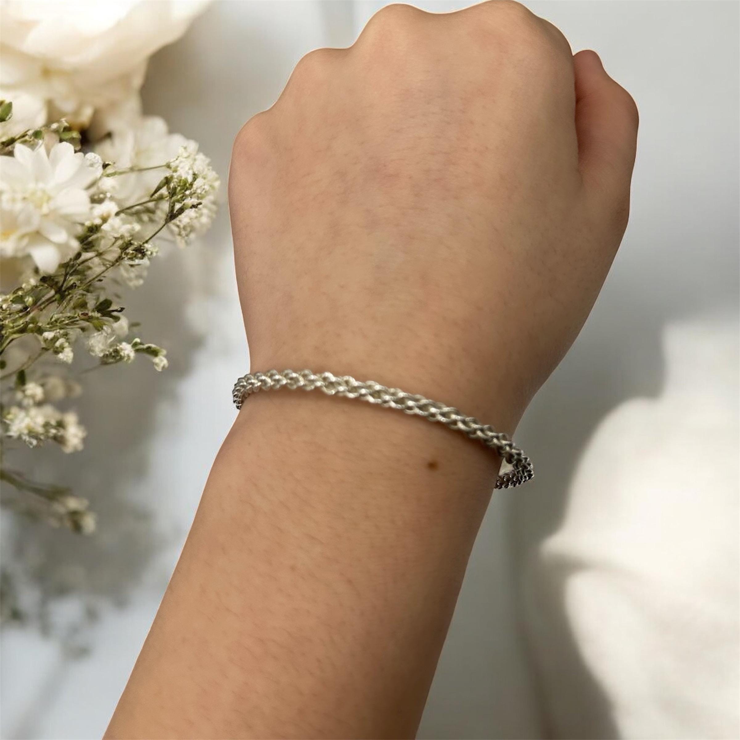 925 Sterling Silver Braided Rope Bangle Bracelet – 7.5 Inches
