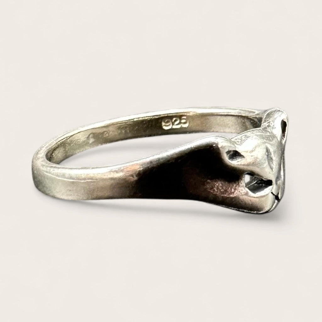 Sterling Silver Cat Face Ring, Size 7.75
