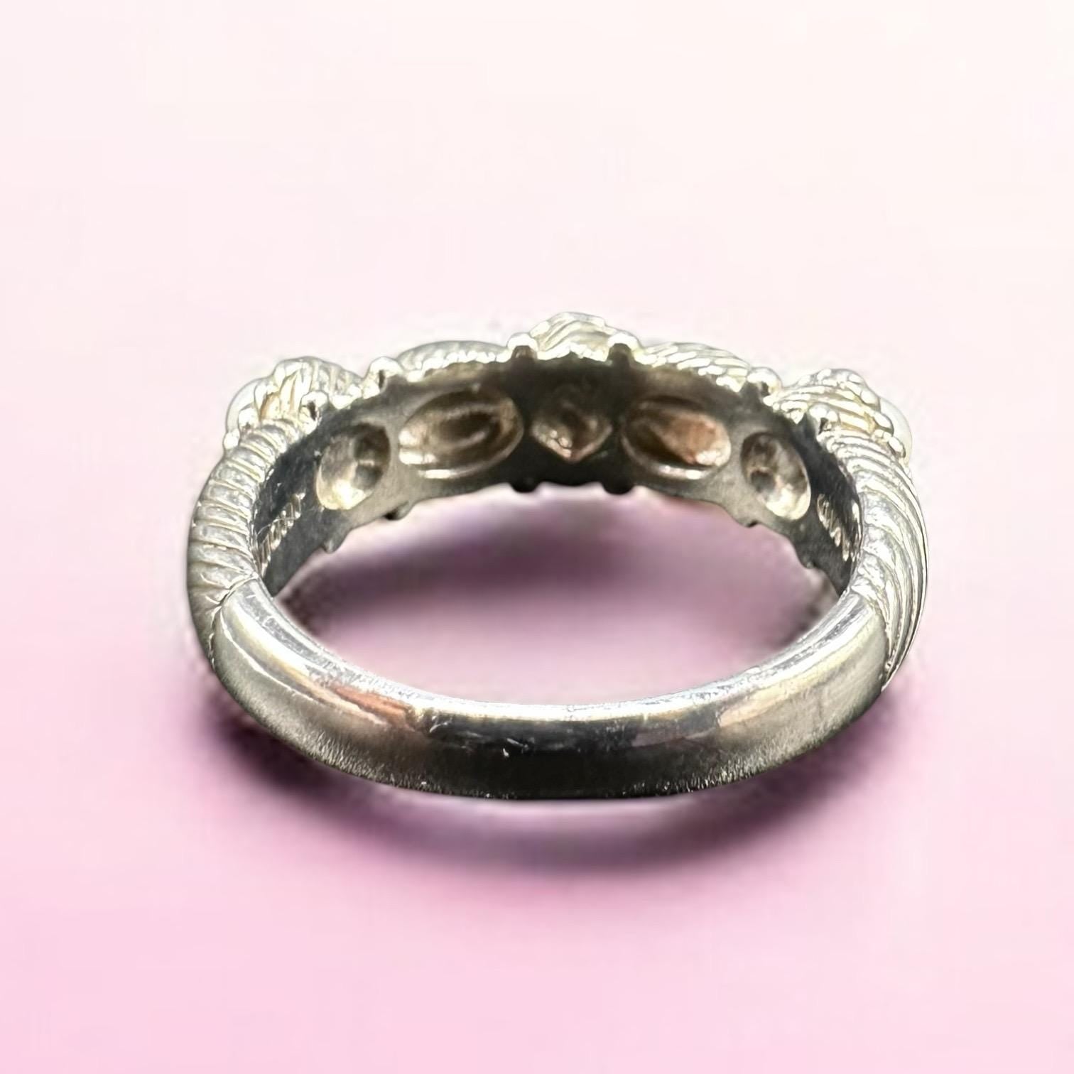 Judith Ripka Sterling Silver Pearl Triple-Accent Ring, Size 8
