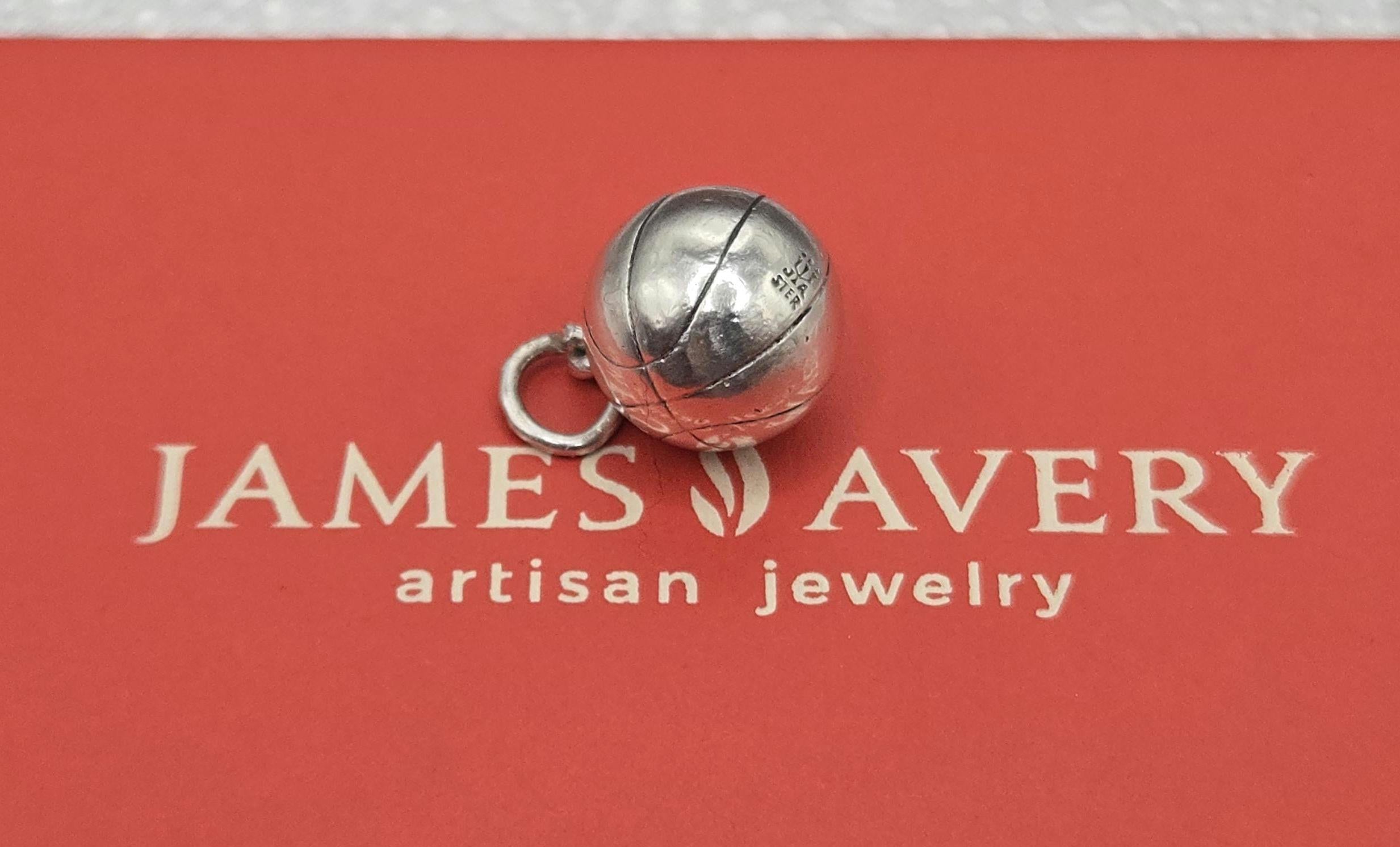 Retired James Avery 925 Sterling Silver 3D Basketball Charm Pendant