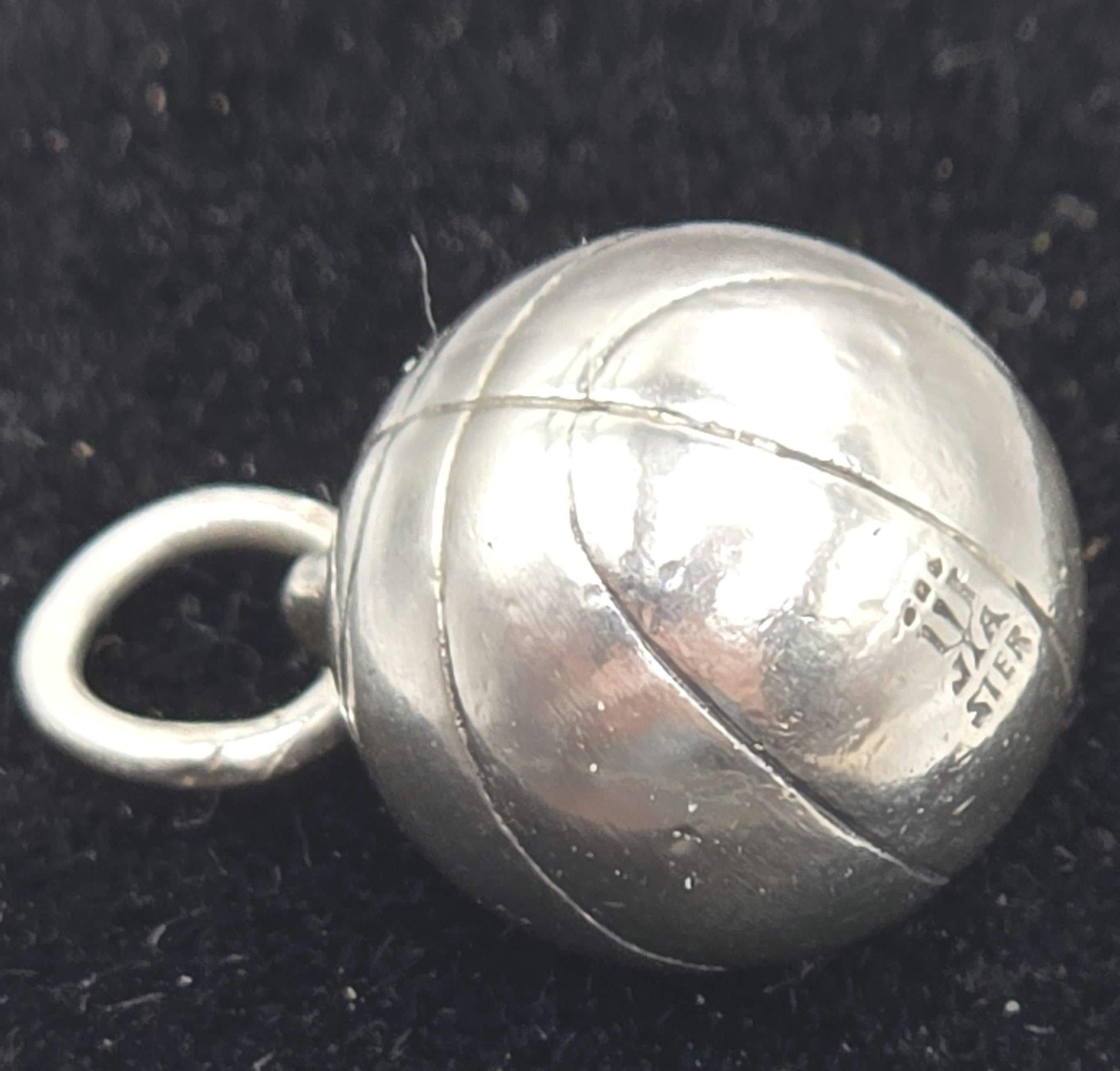 Retired James Avery 925 Sterling Silver 3D Basketball Charm Pendant