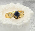925 Sterling Silver Gold Vermeil Sapphire Ring with Accent Stones – Size 7.75