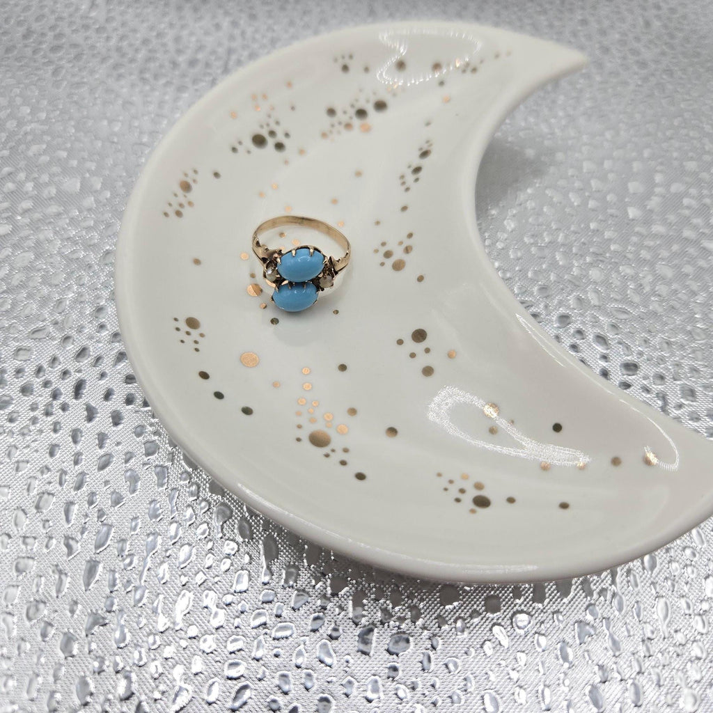 Solid 10K Gold Ring with Sleeping Beauty Turquoise & Pearl Accents - Size 1.5