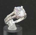 925 Sterling Silver CZ Statement Ring - Size 6.75