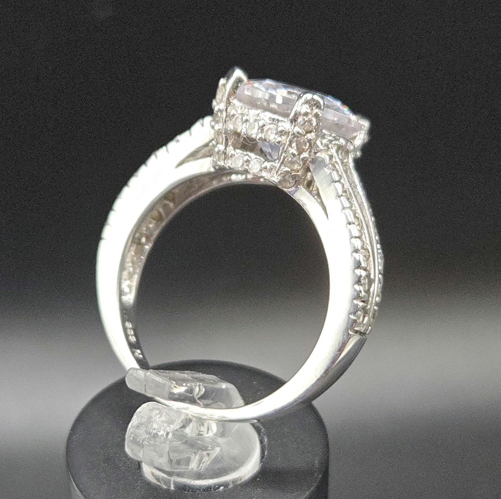 925 Sterling Silver CZ Statement Ring - Size 6.75