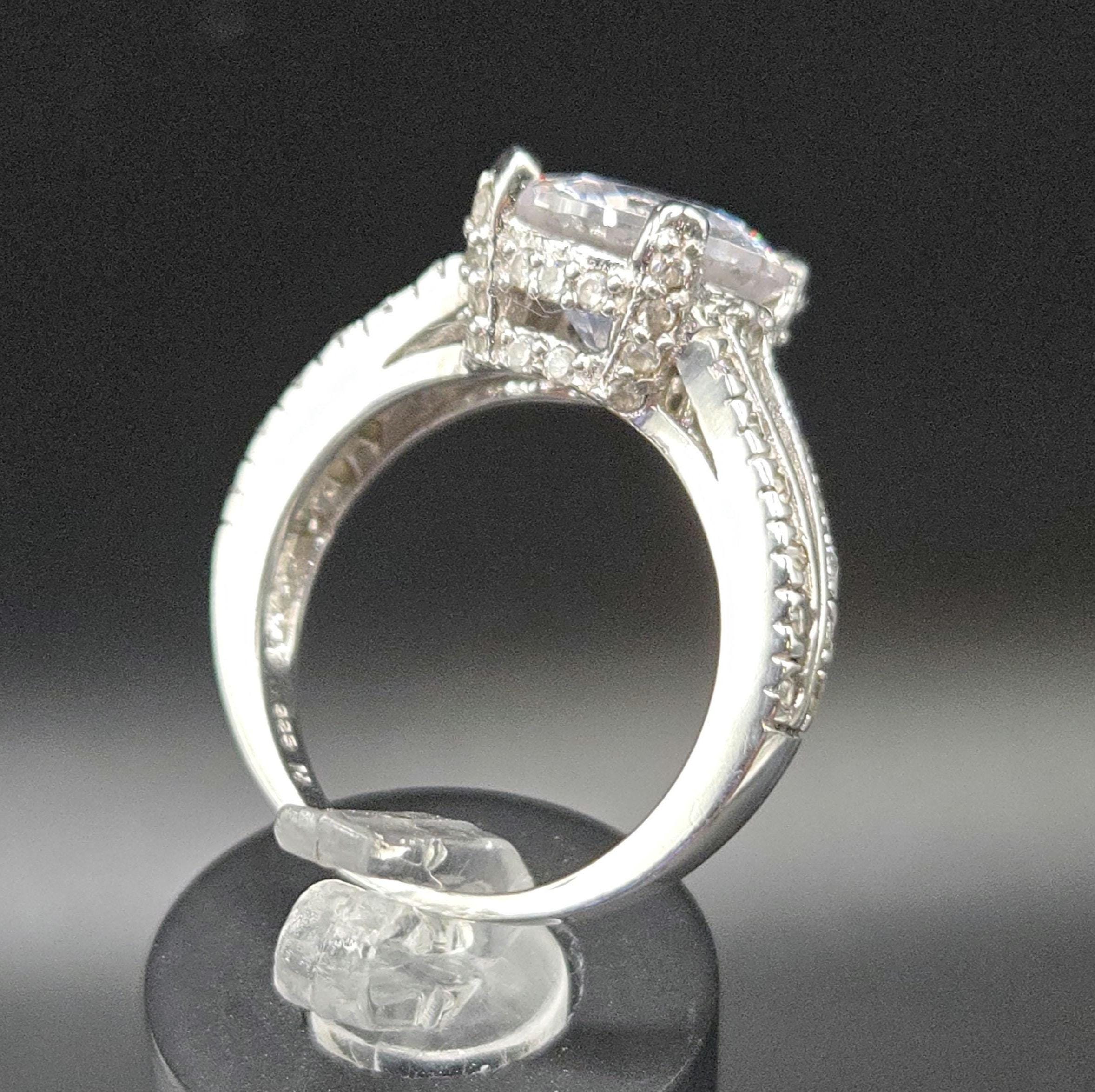 925 Sterling Silver CZ Statement Ring - Size 6.75