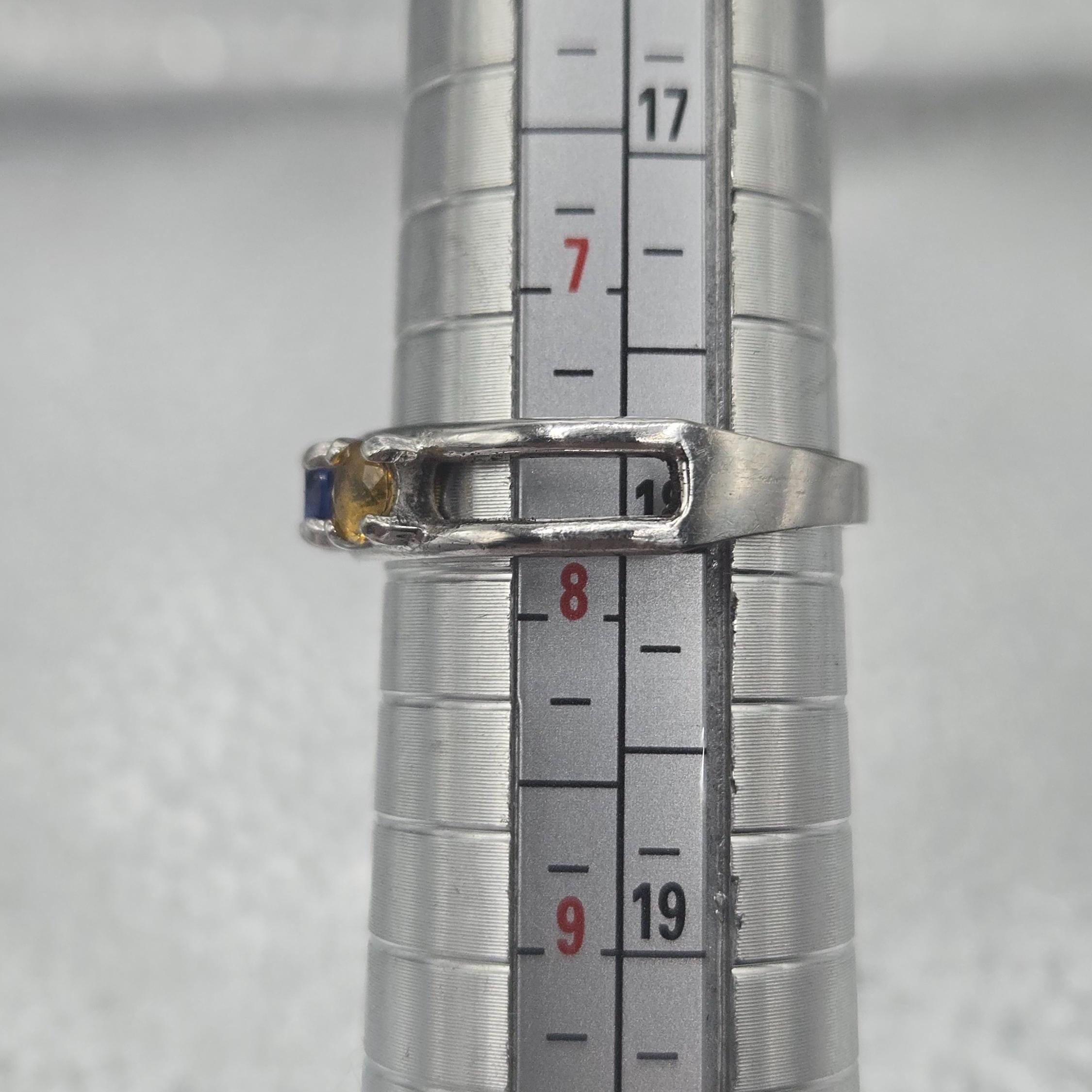 Solid 14K White Gold Ring with Topaz, Sapphire, Spinel & Amethyst – Size 7.5