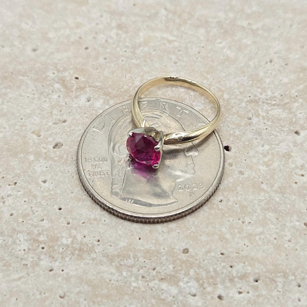 Solid 14K Yellow Gold Ring with Ruby – Size 2