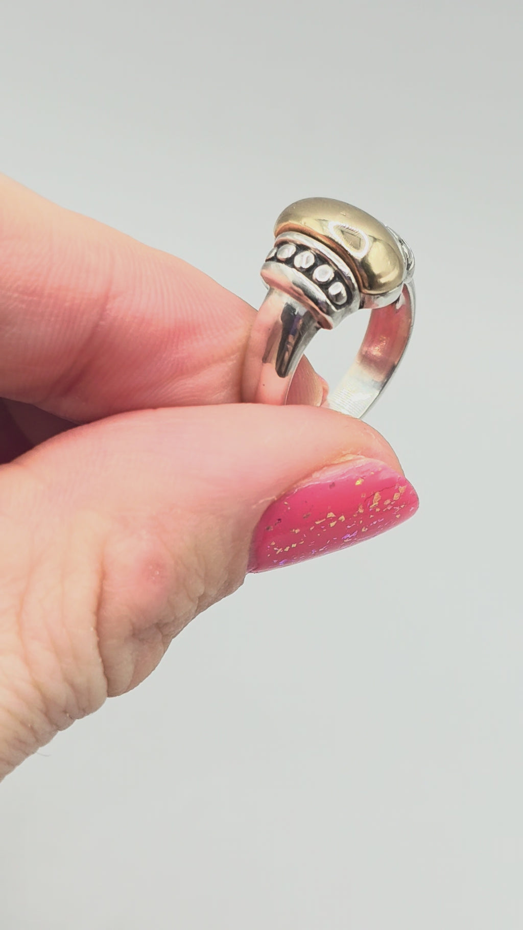RETIRED James Avery Sterling Silver Beaded Ring with Solid 14K Gold Dome - 4.75