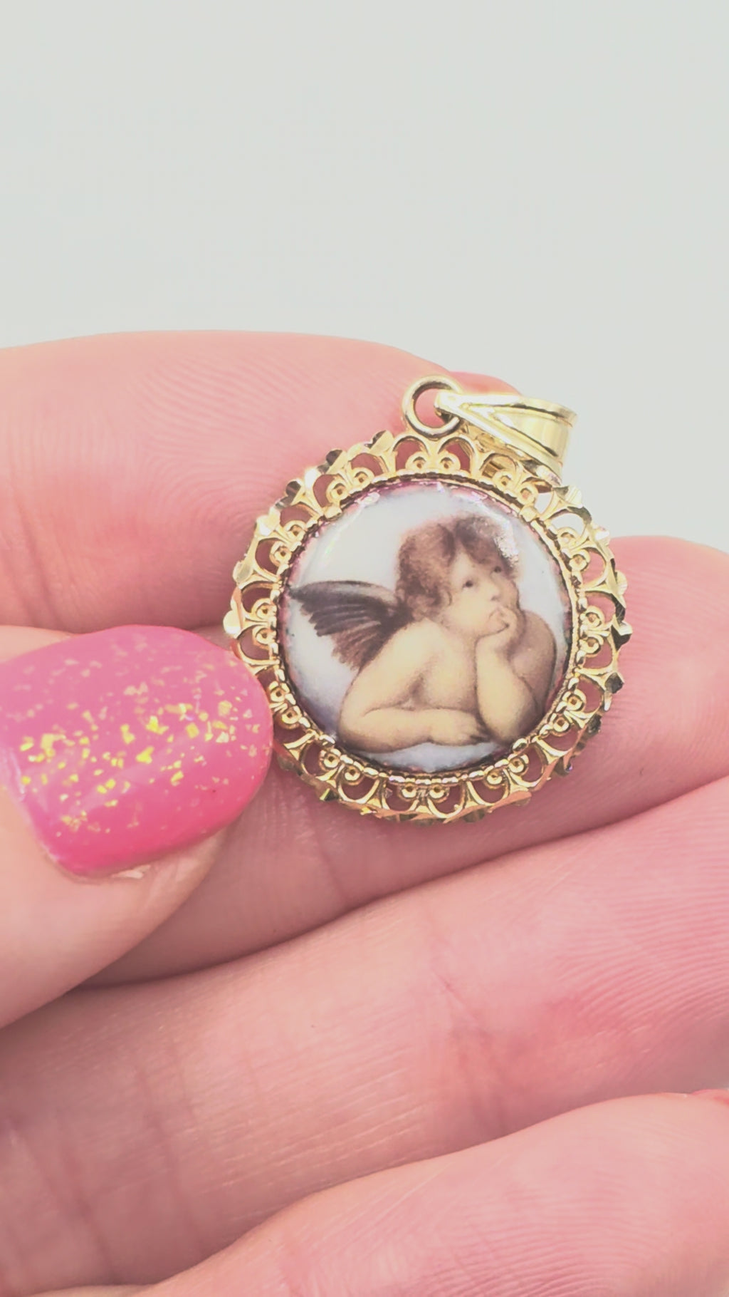 Michael Anthony Solid 14K Yellow Gold Guardian Angel Prayer Necklace Pendant