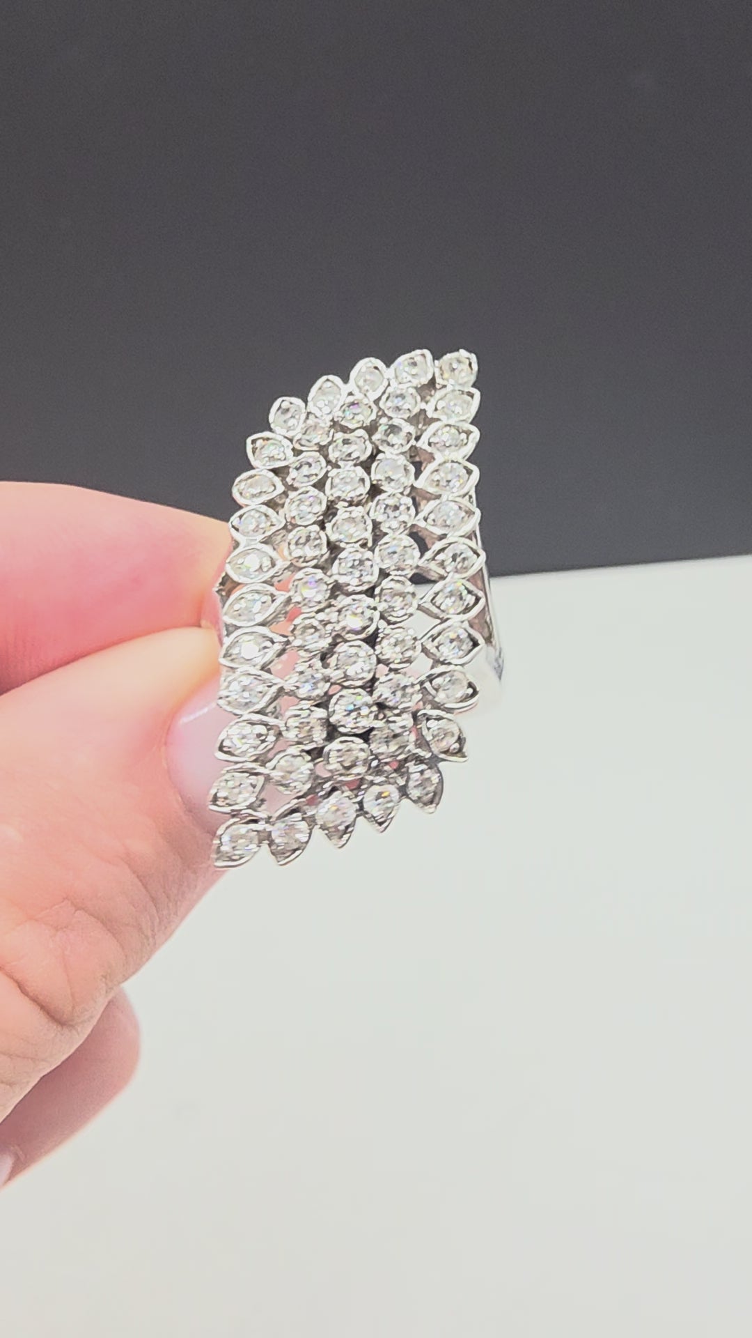 925 Sterling Silver CZ Cluster Cocktail Ring - Size 7.25