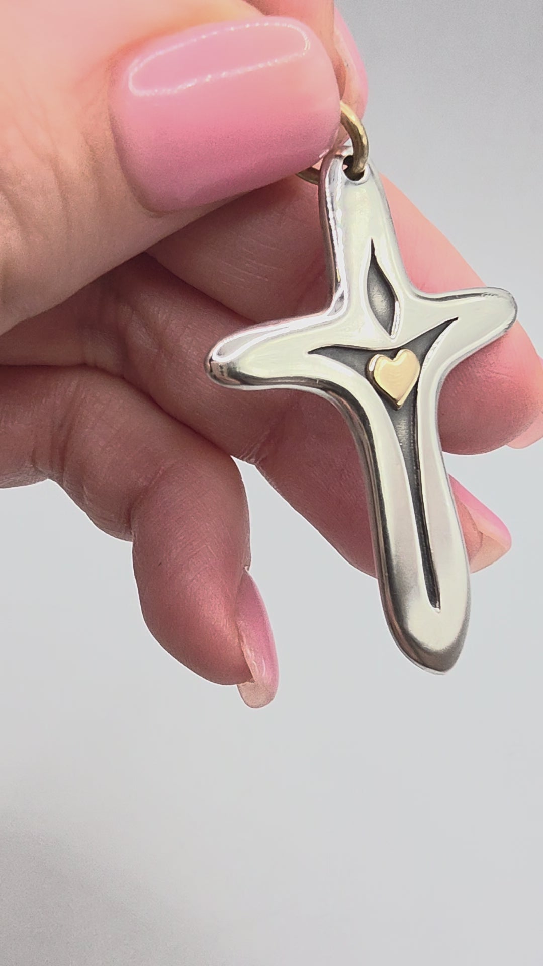 RETIRED James Avery Light of the World Cross Pendant with 14K Gold Heart & Bail