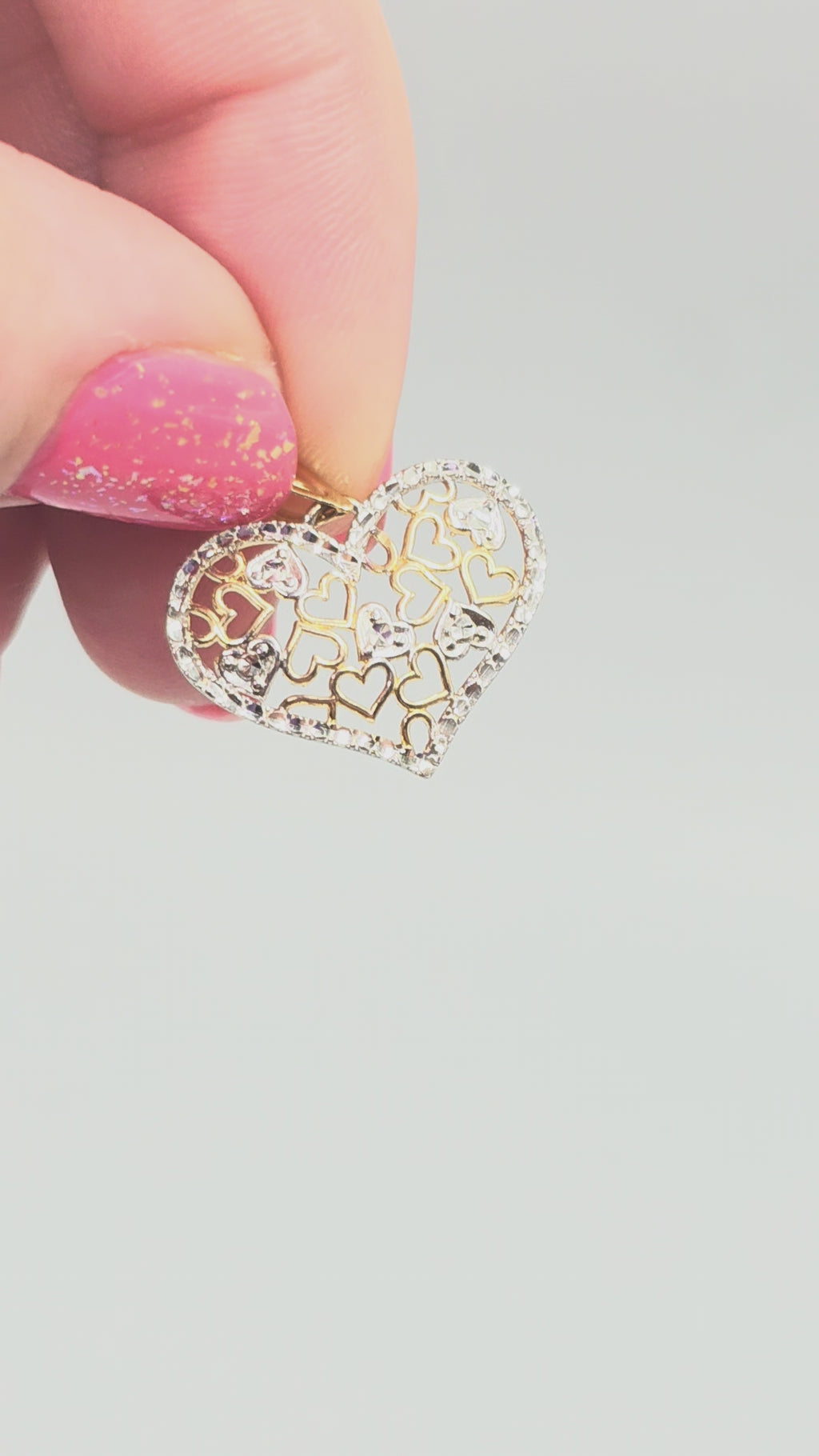 Michael Anthony Solid 14K Two-Tone Gold Filigree Heart Necklace Pendant